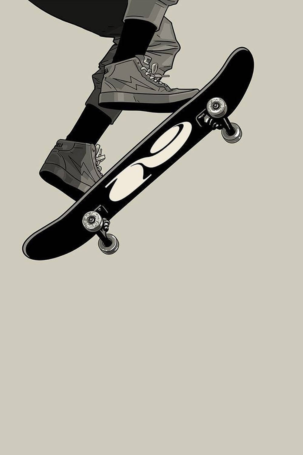 Black And White Stunt Skater Aesthetic Digital Art Background