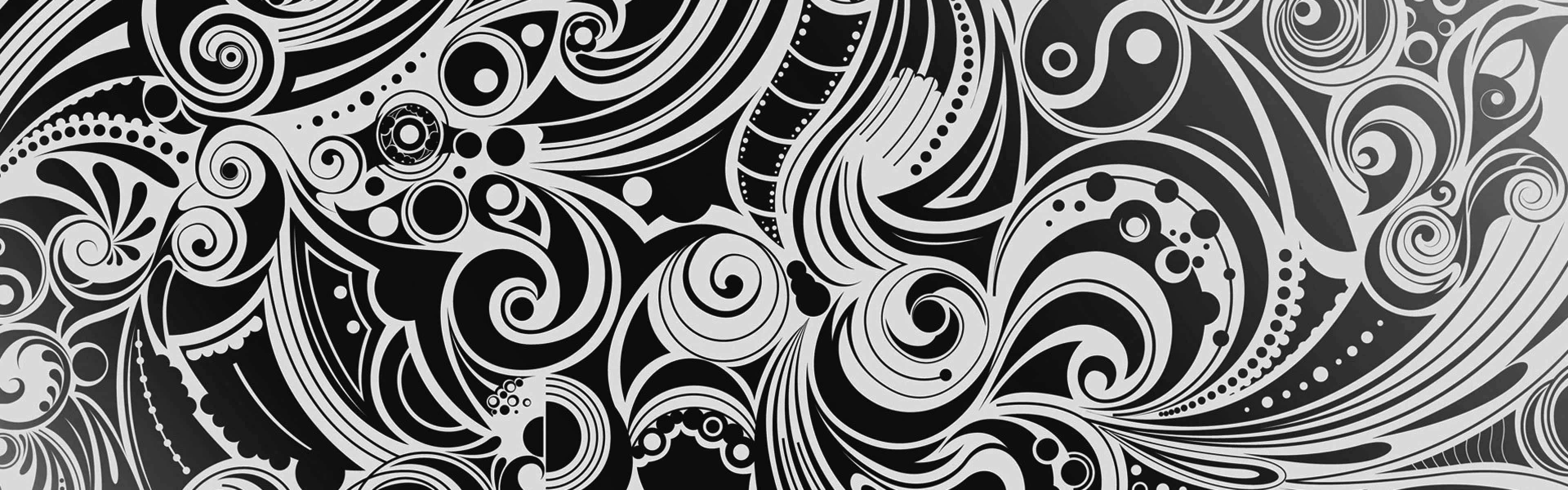 Black And White Swirly Pattern Metal Print Background