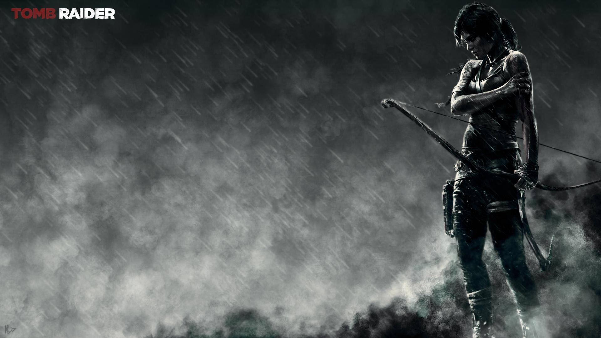 Black And White Tomb Raider Art Background