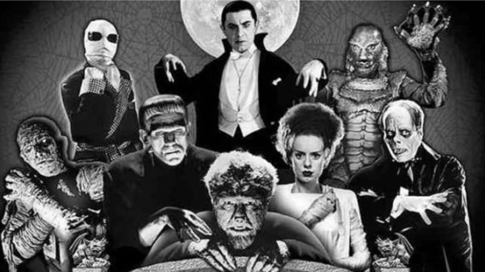 Black And White Universal Monsters Film Background