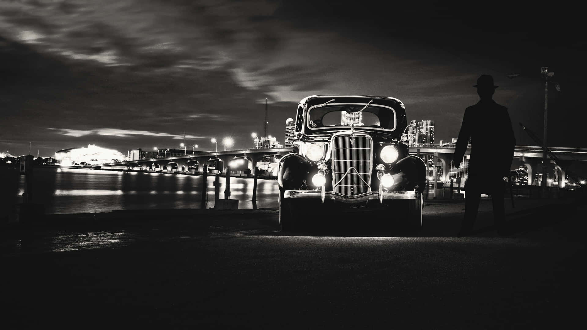 Black And White Vintage Car Background