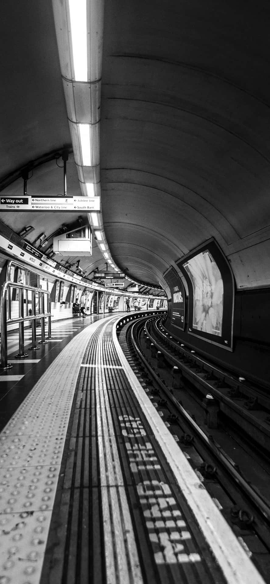 Black And White Waterloo Station Tracks Background