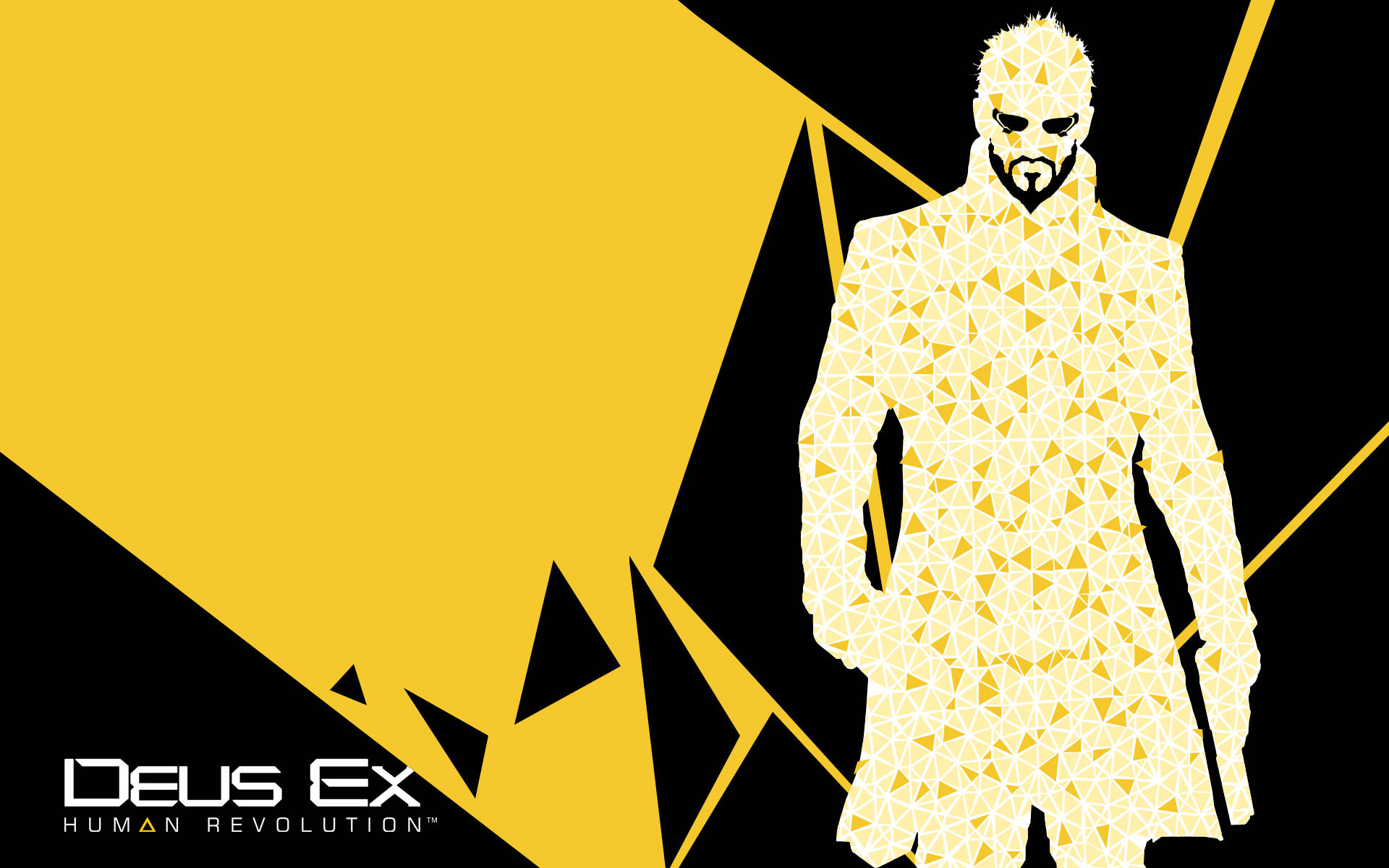 Black And Yellow Deus Ex Adam Jensen Background