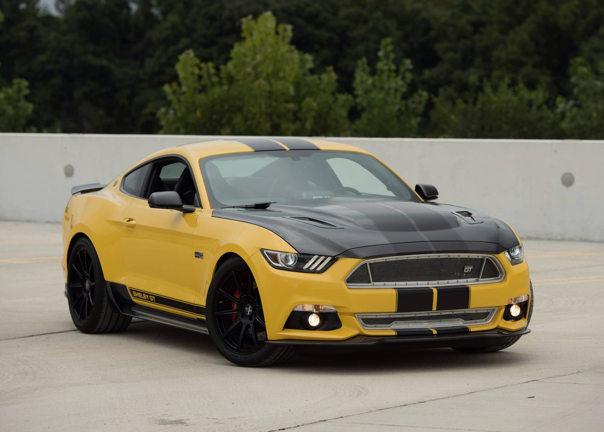 Black And Yellow Ford Mustang Background