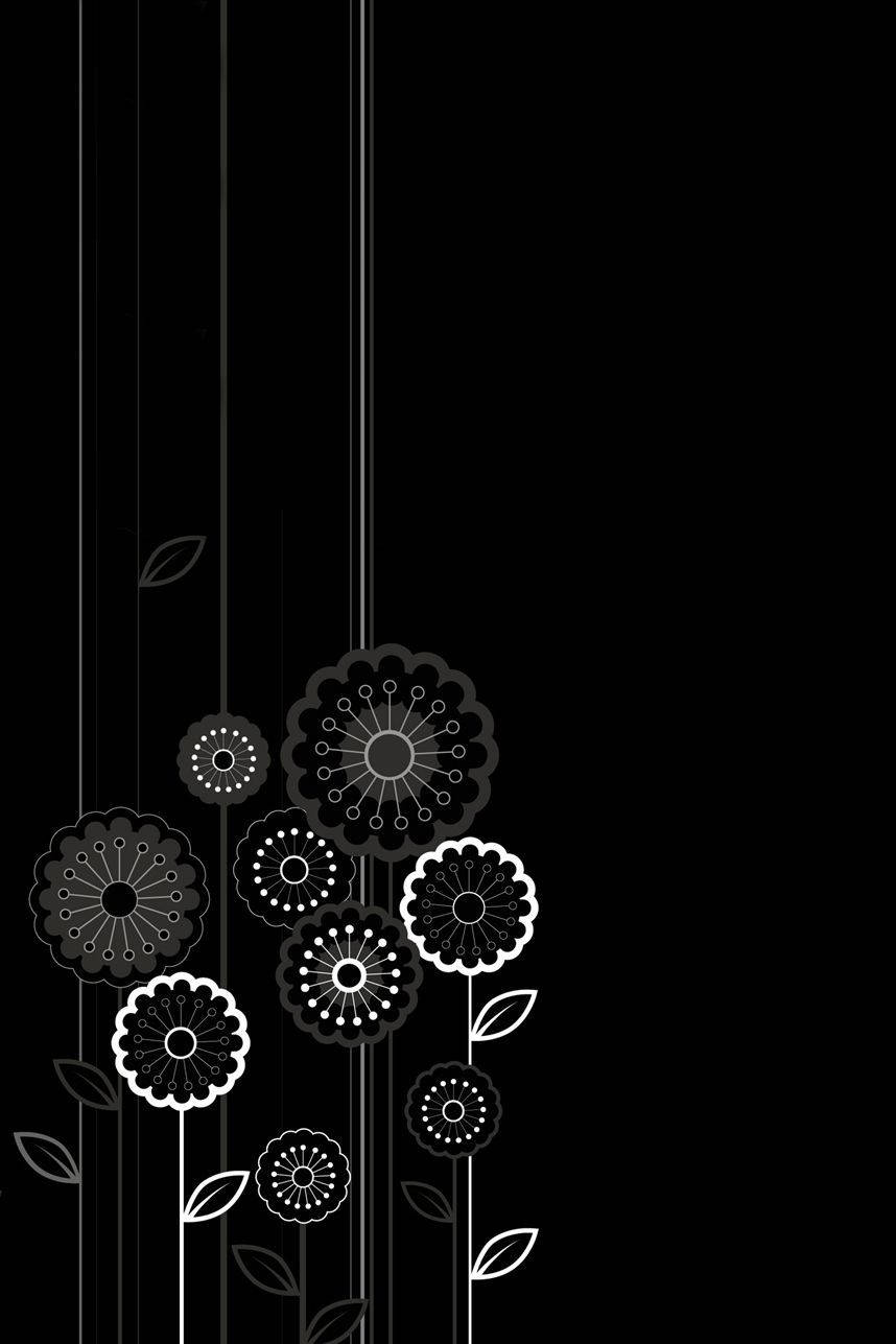 Black Android Flower Art Background