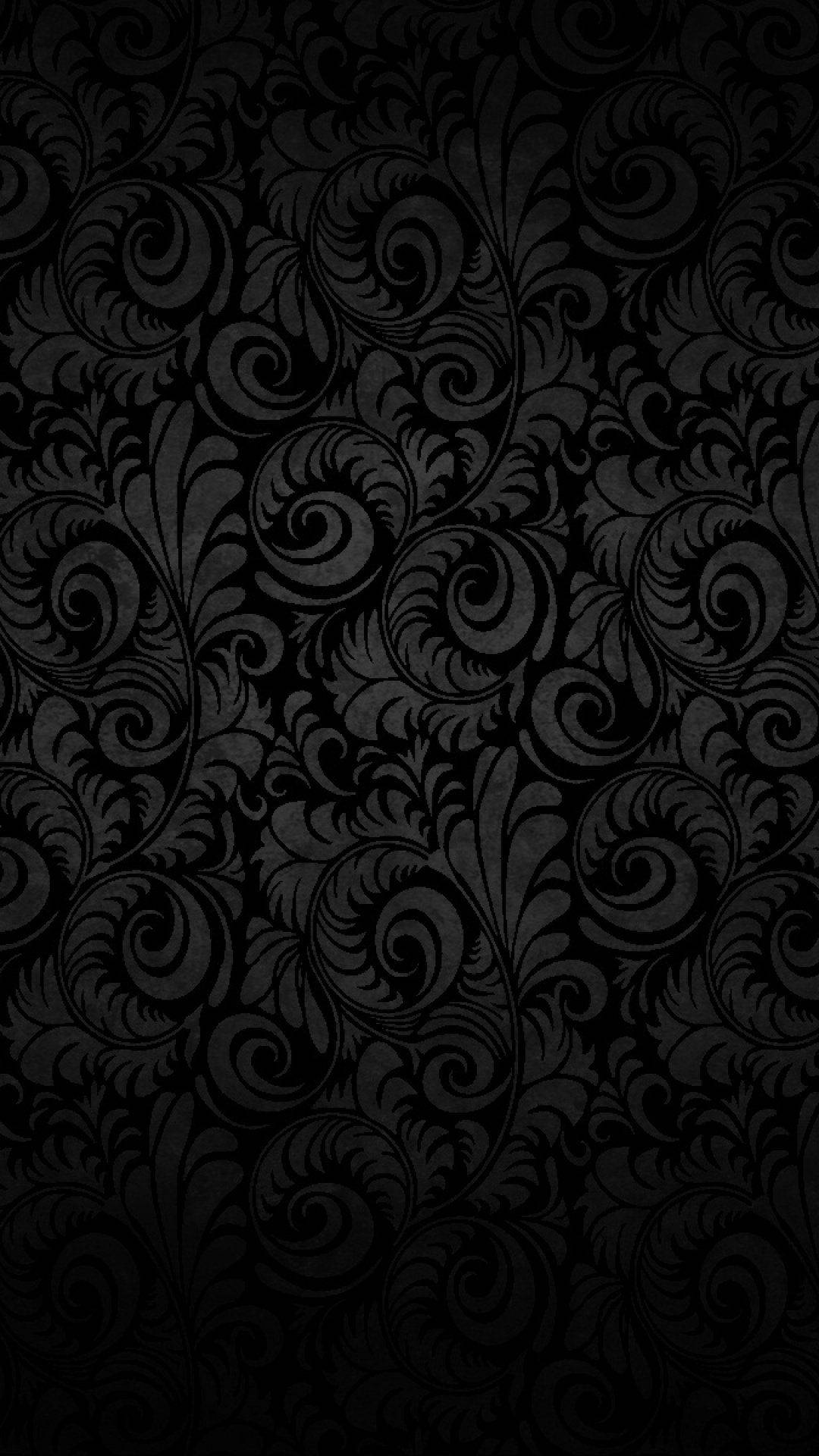 Black Android Wall With Floral Pattern Background