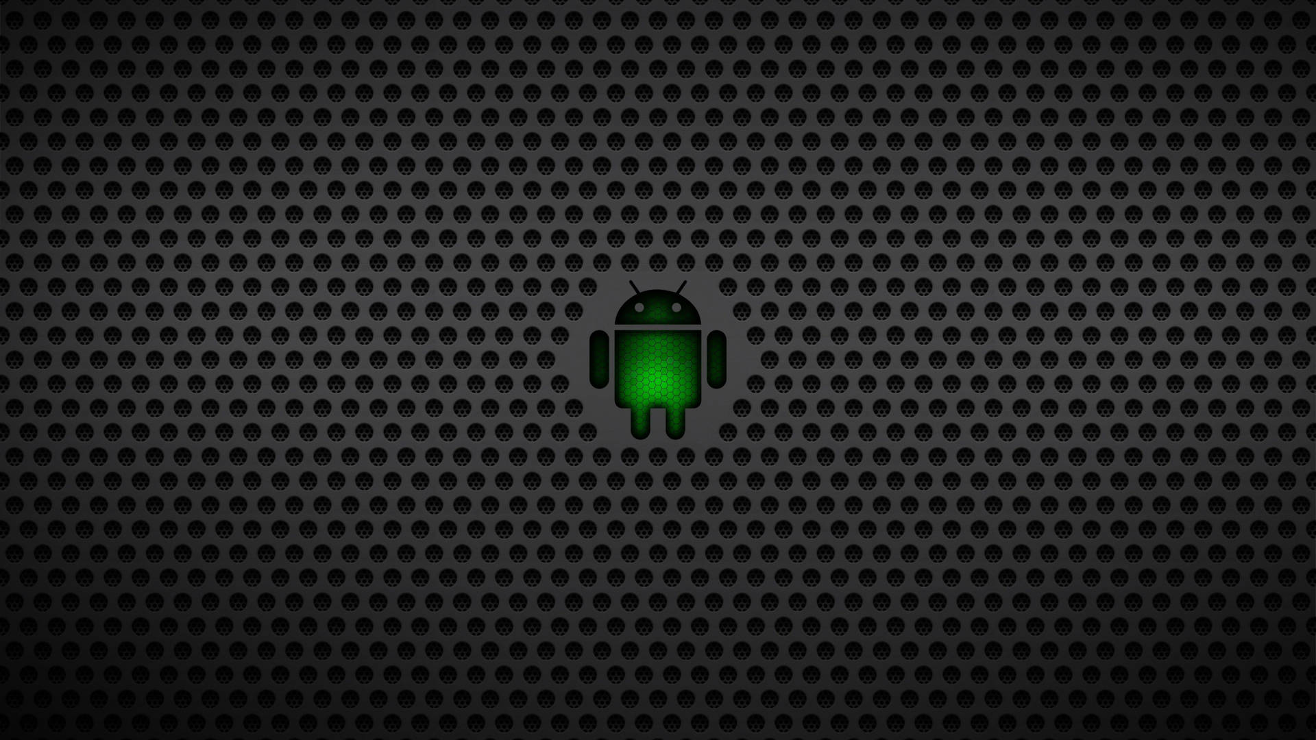 Black Android With Glowing Green Light Background
