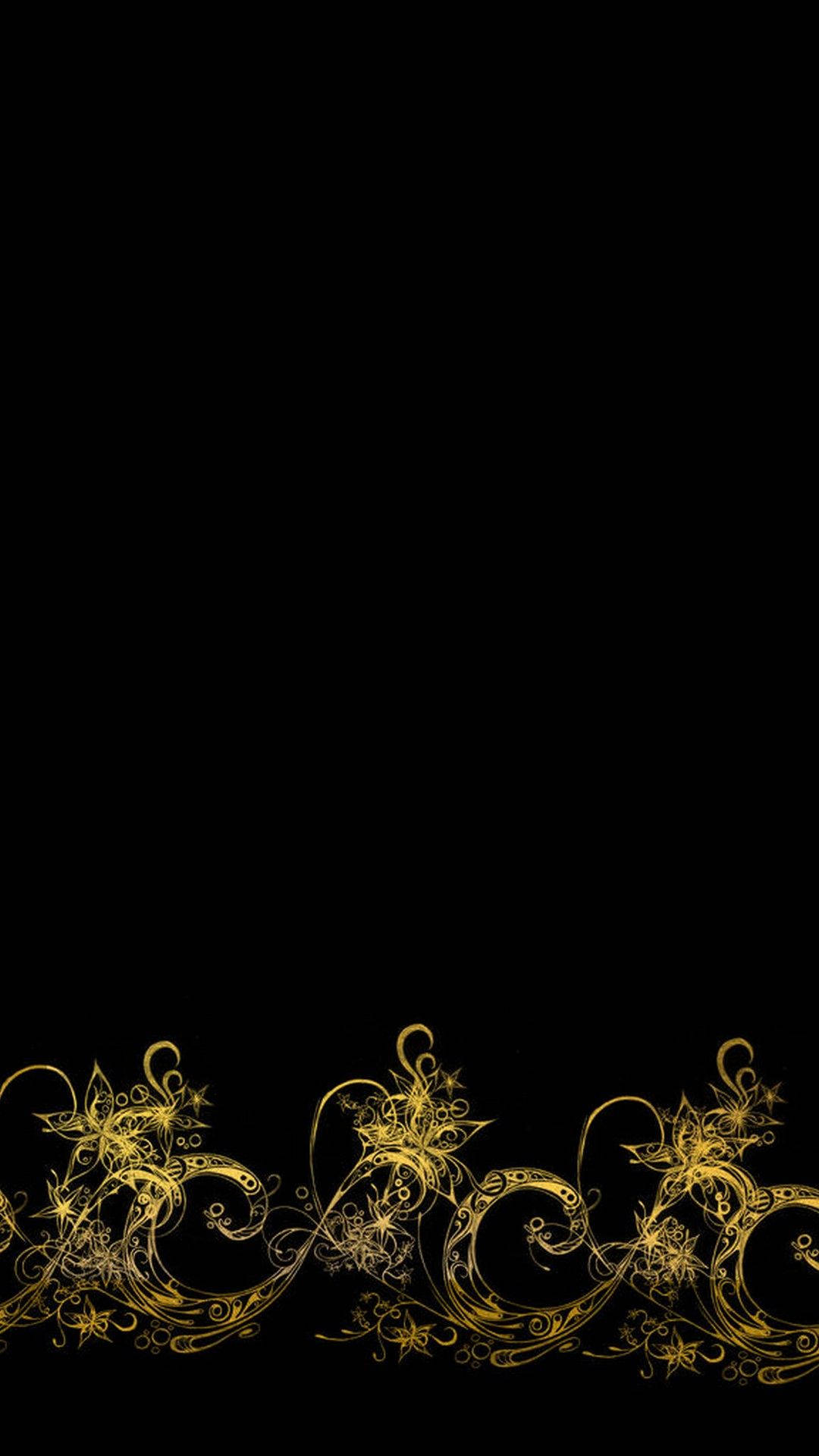 Black Android With Ornate Gold Design Background