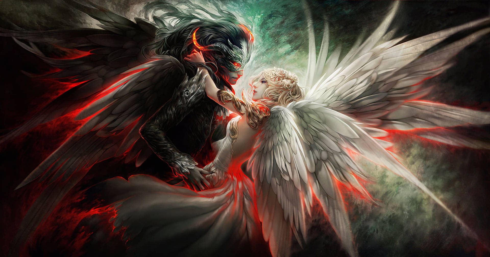 Black Angel Wings Romantic Background