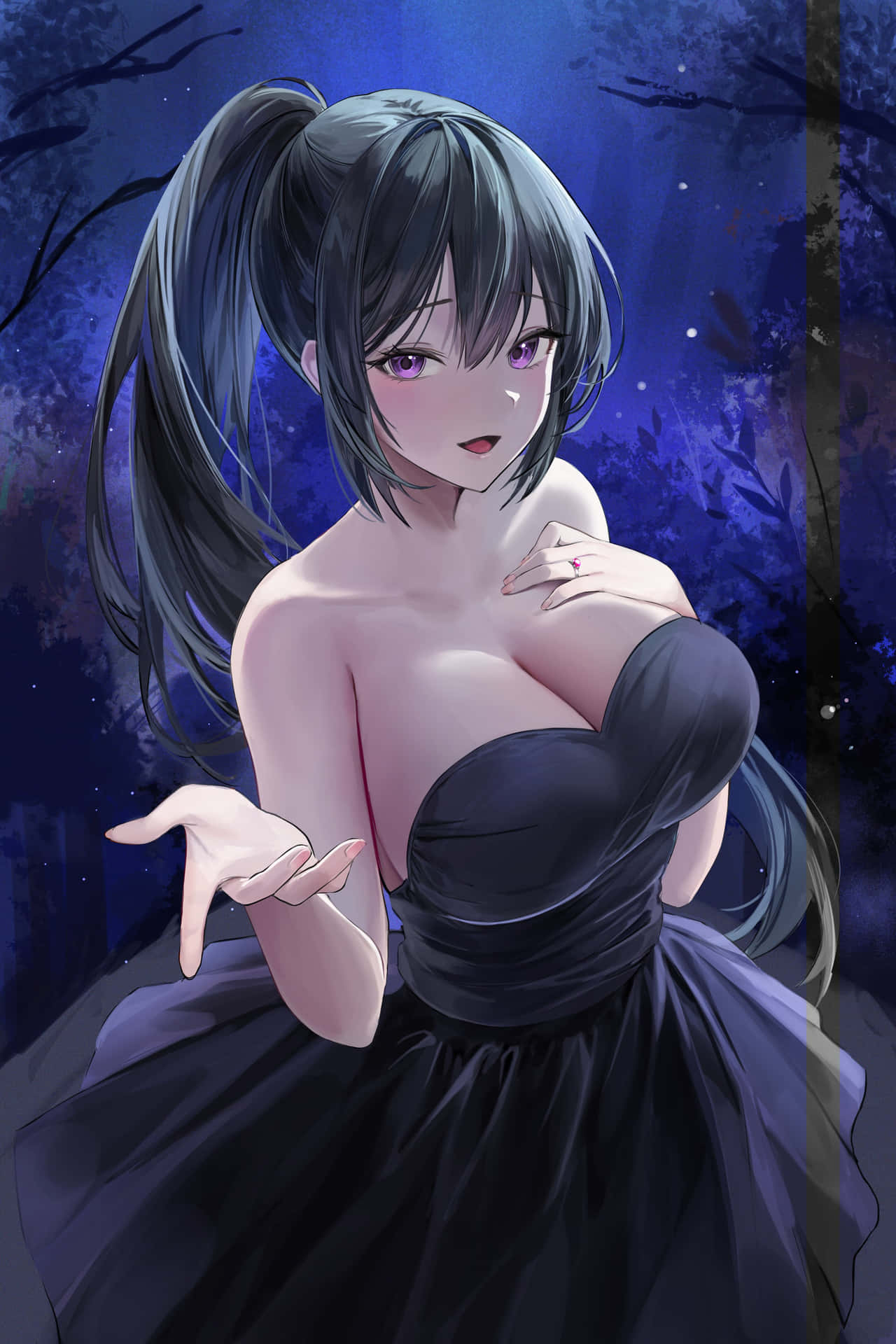 Black Anime Pfp Girl In Gown Background