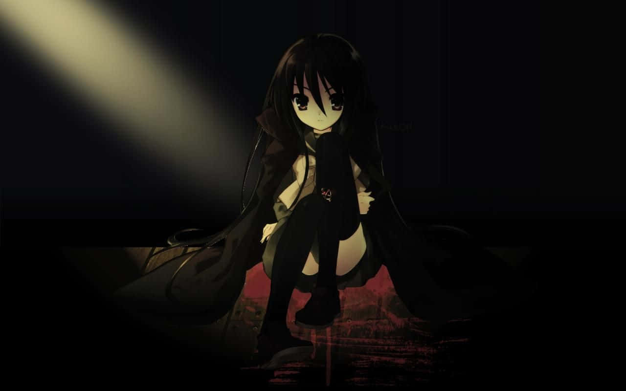 Black Anime Pfp Girl With Blood Background