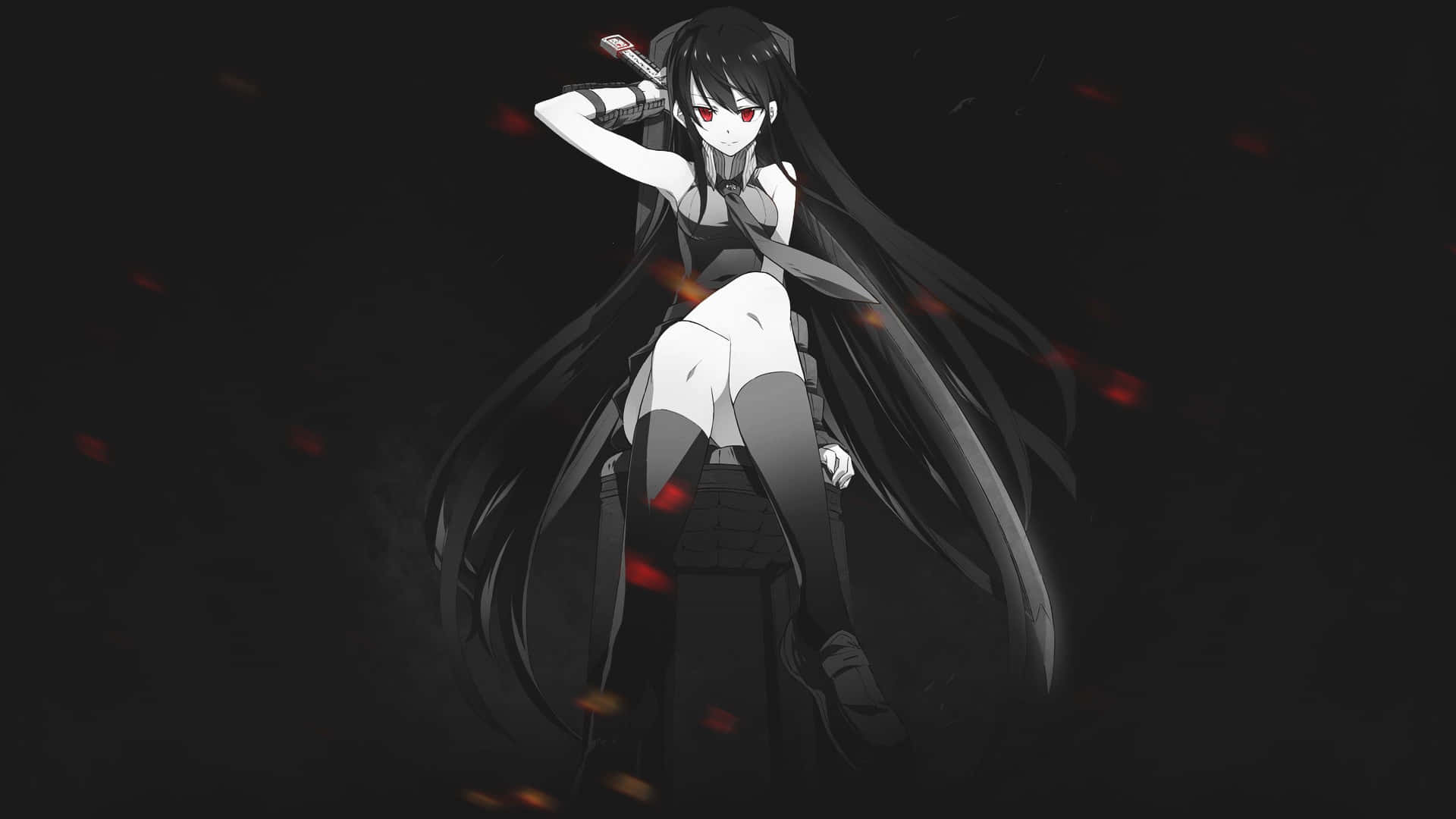 Black Anime Pfp Long Hair Girl Background
