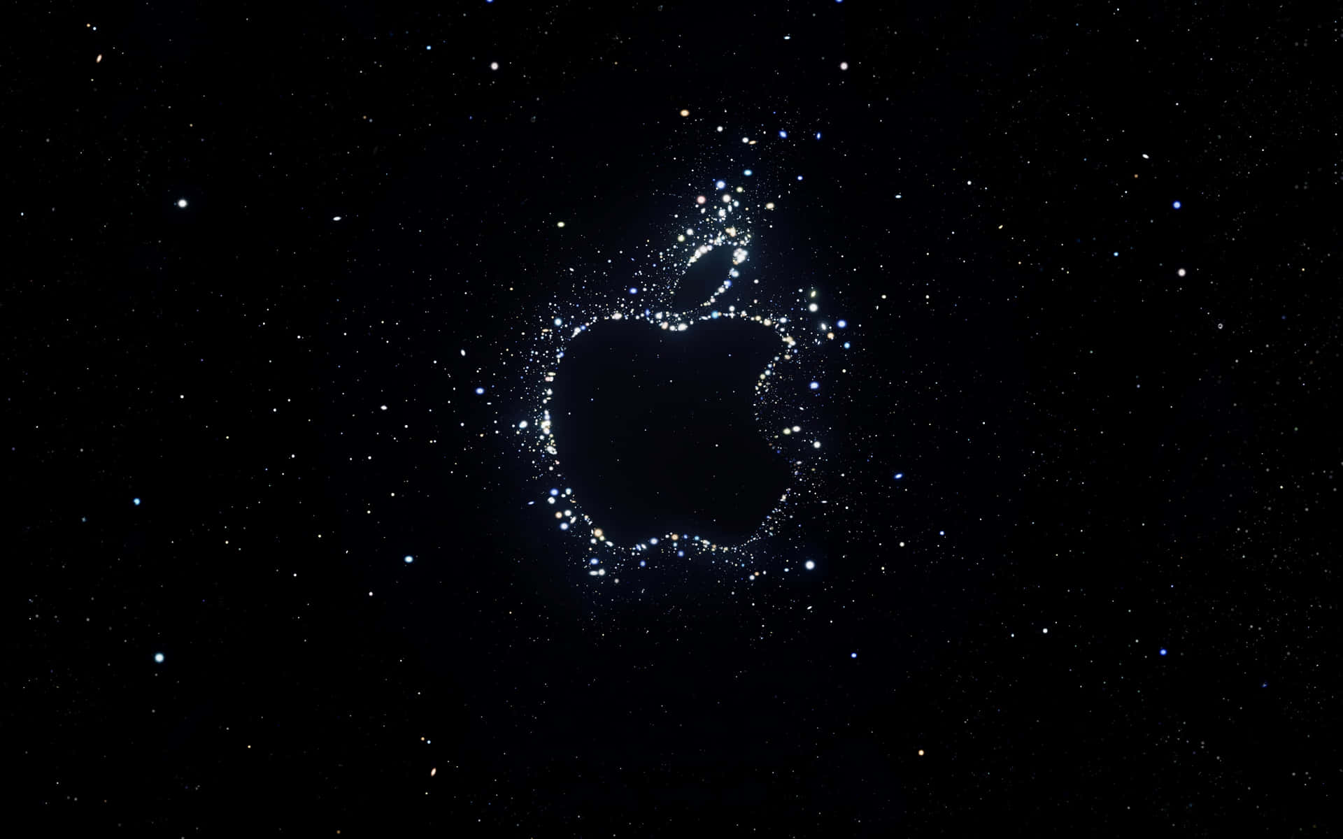 Black Apple Logo In Dark Starry Space Background