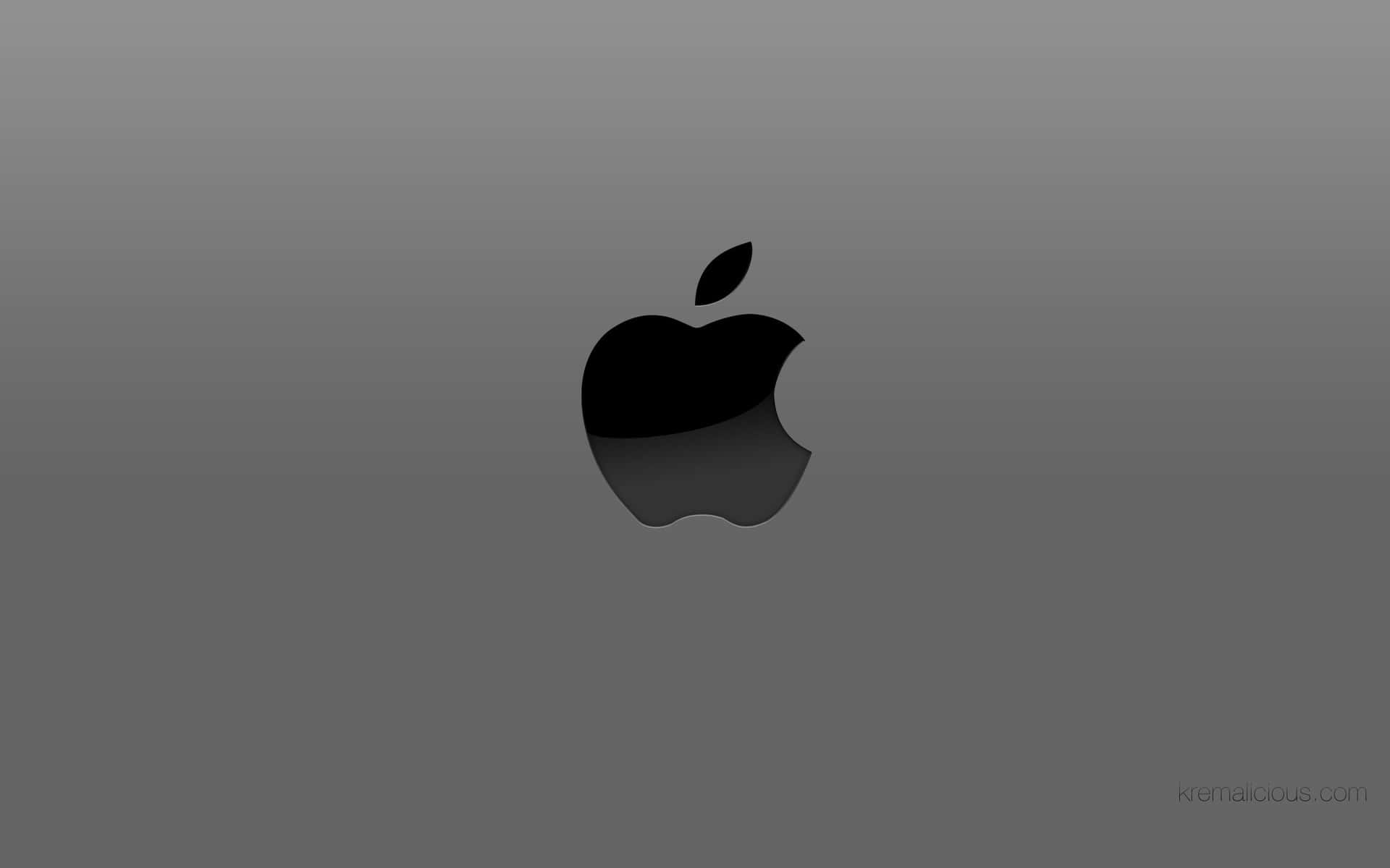 Black Apple Logo In Plain Gray Background