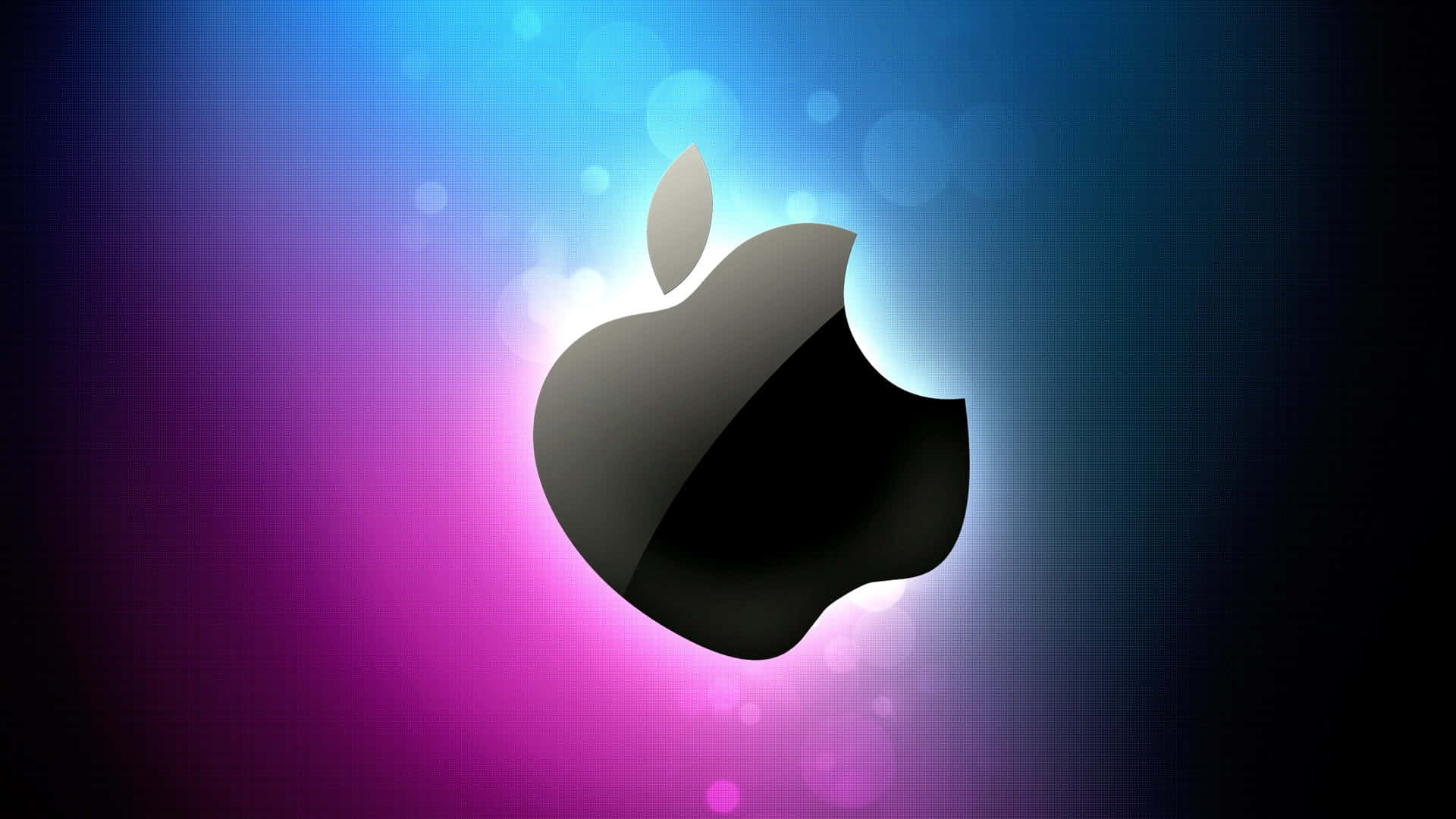 Black Apple Logo In Purple And Blue Background