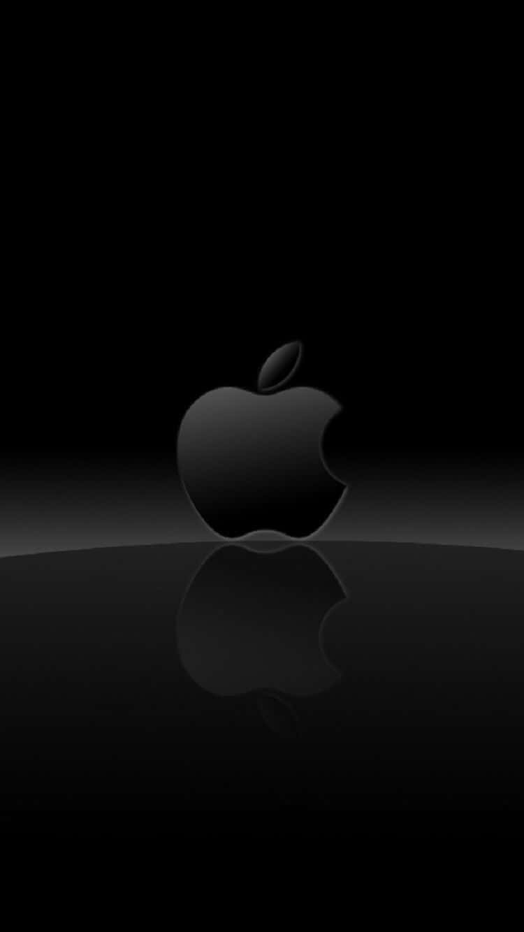 Black Apple Logo In Reflective Black Background