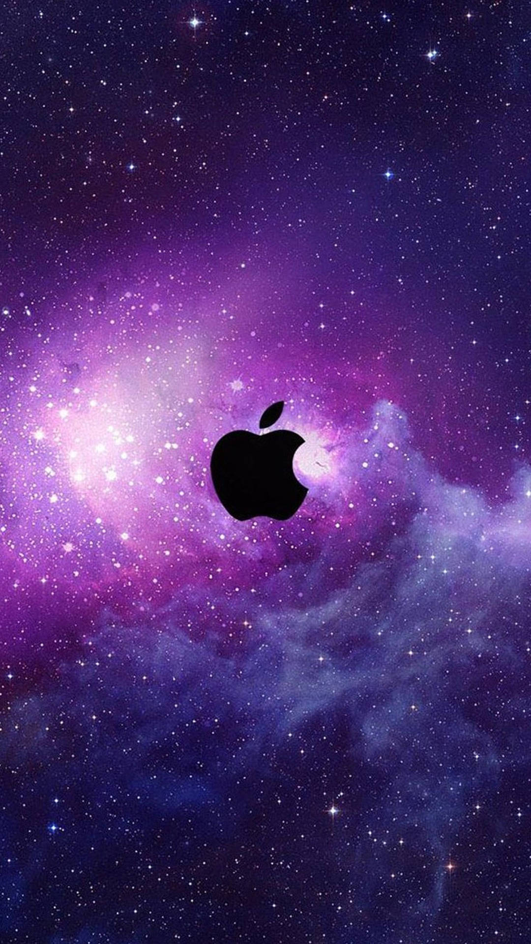 Black Apple Logo On Space Iphone Background