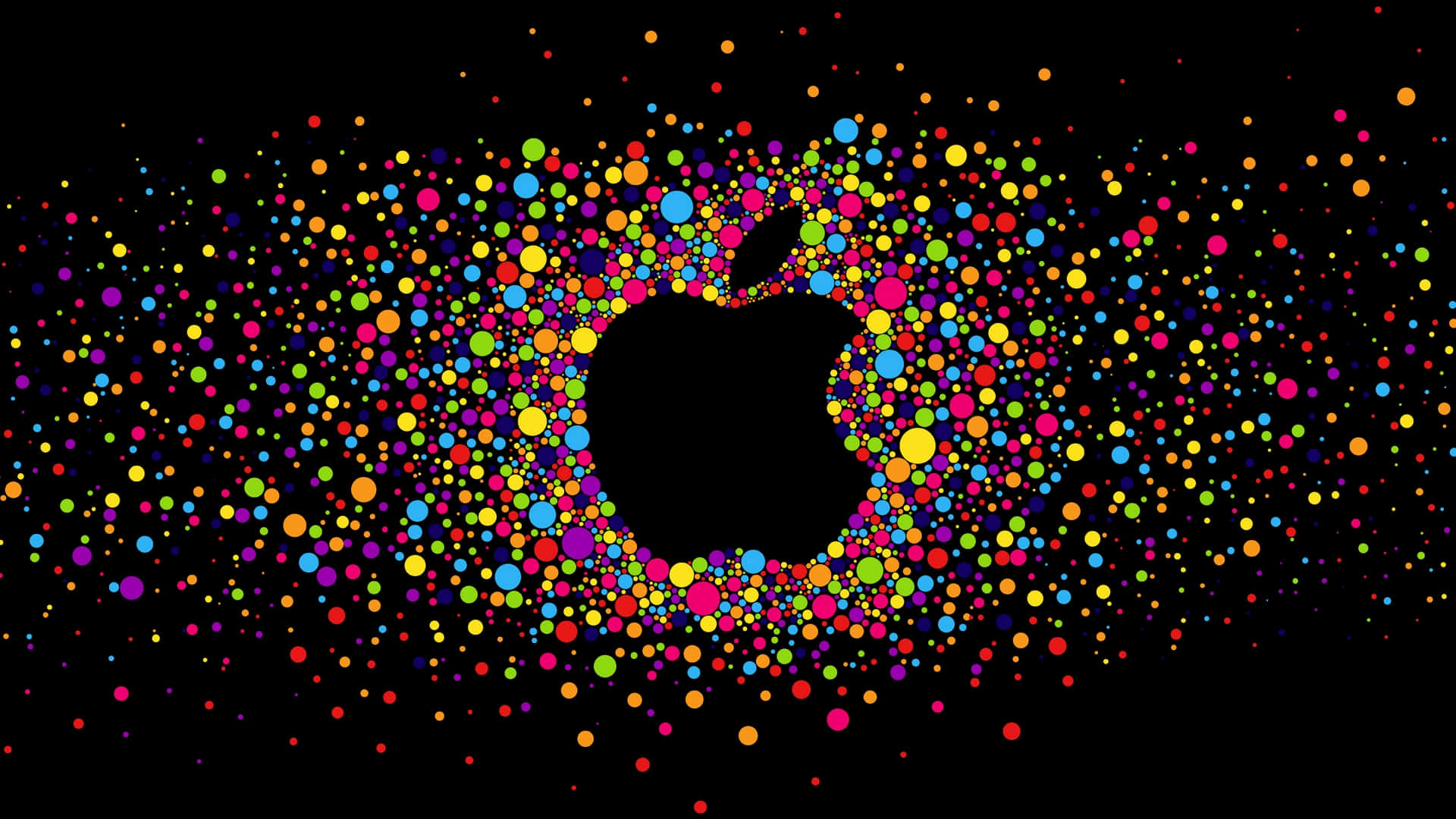 Black Apple Logo With Colorful Circles Background