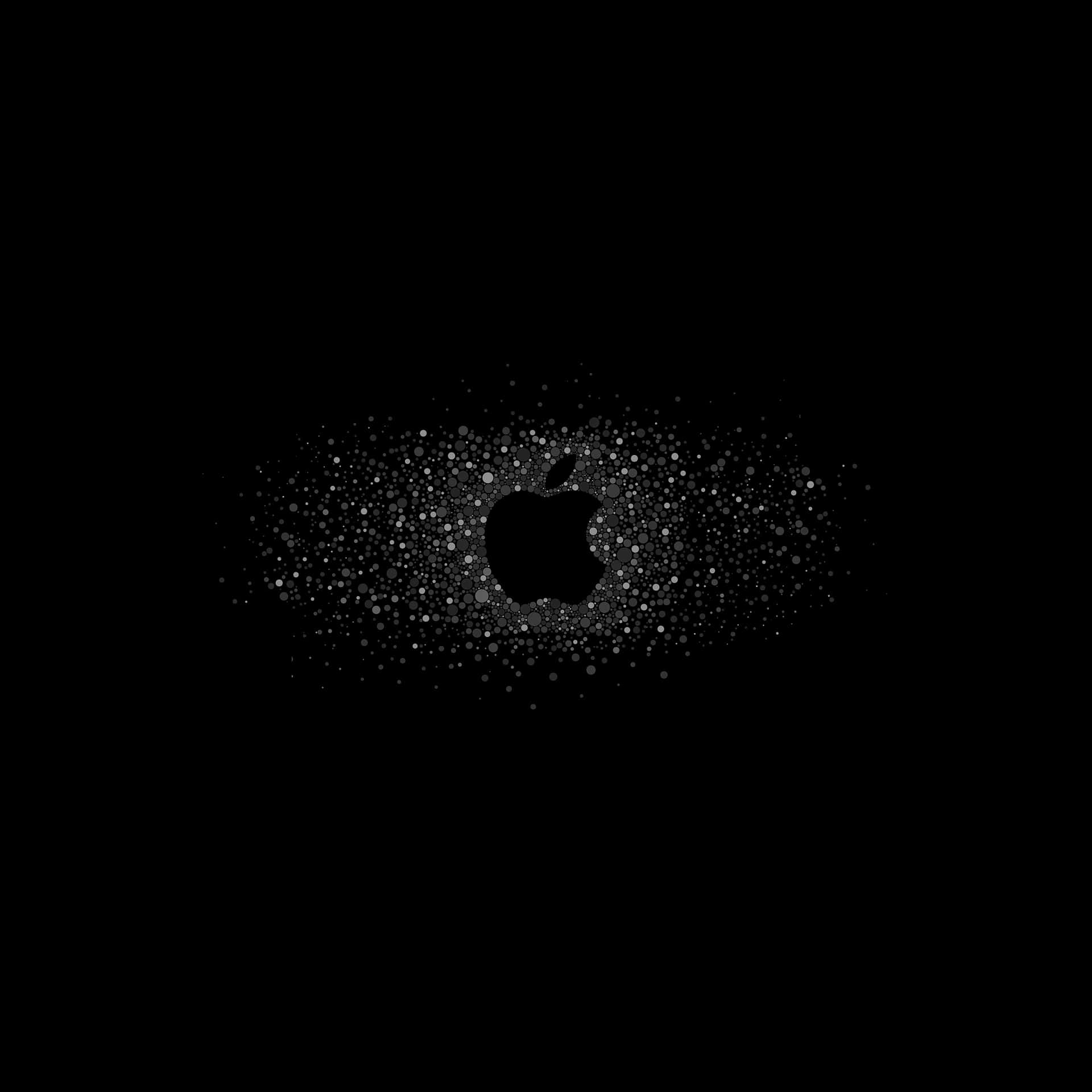 Black Apple Logo With Night Stars Background