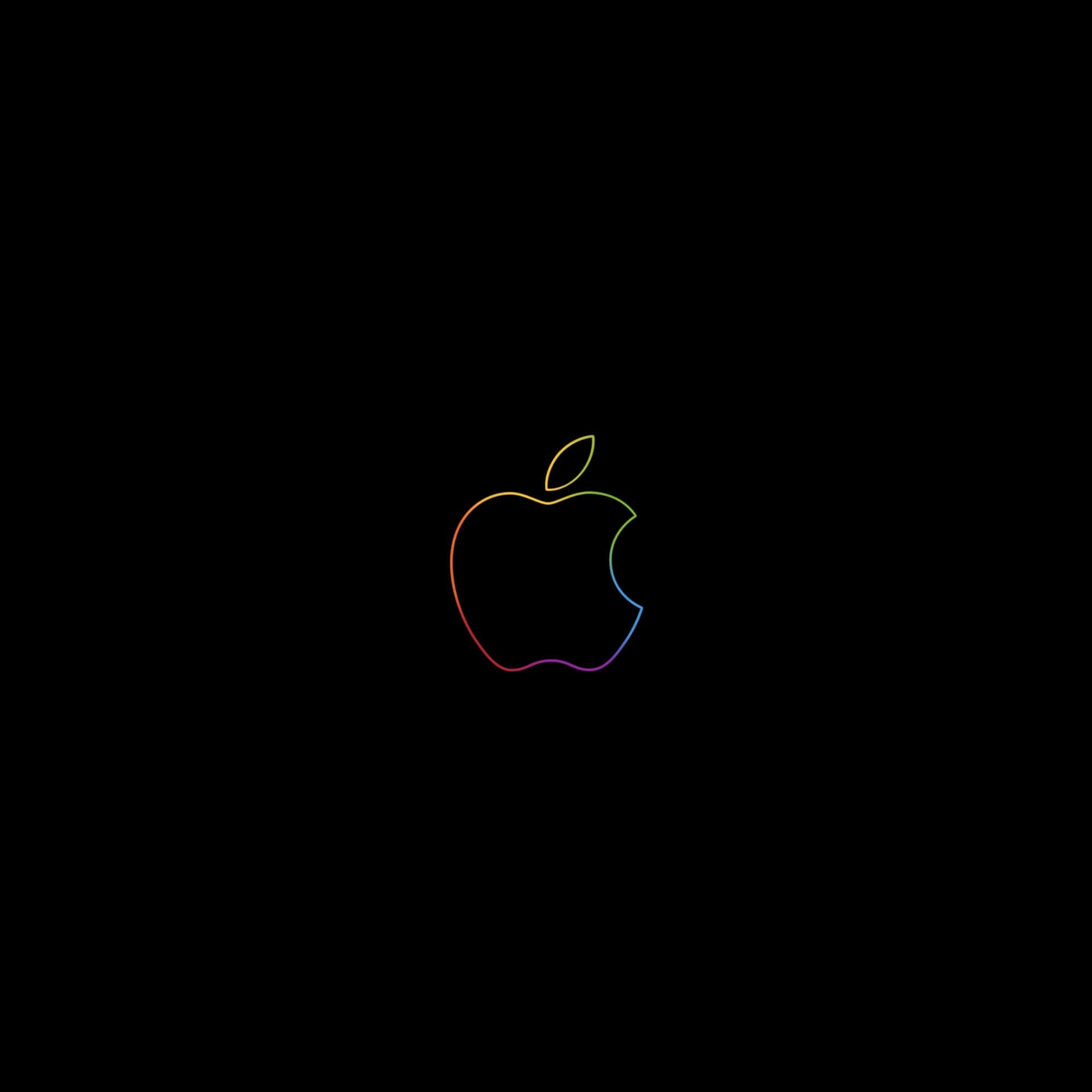 Black Apple Logo With Vibrant Outline Background