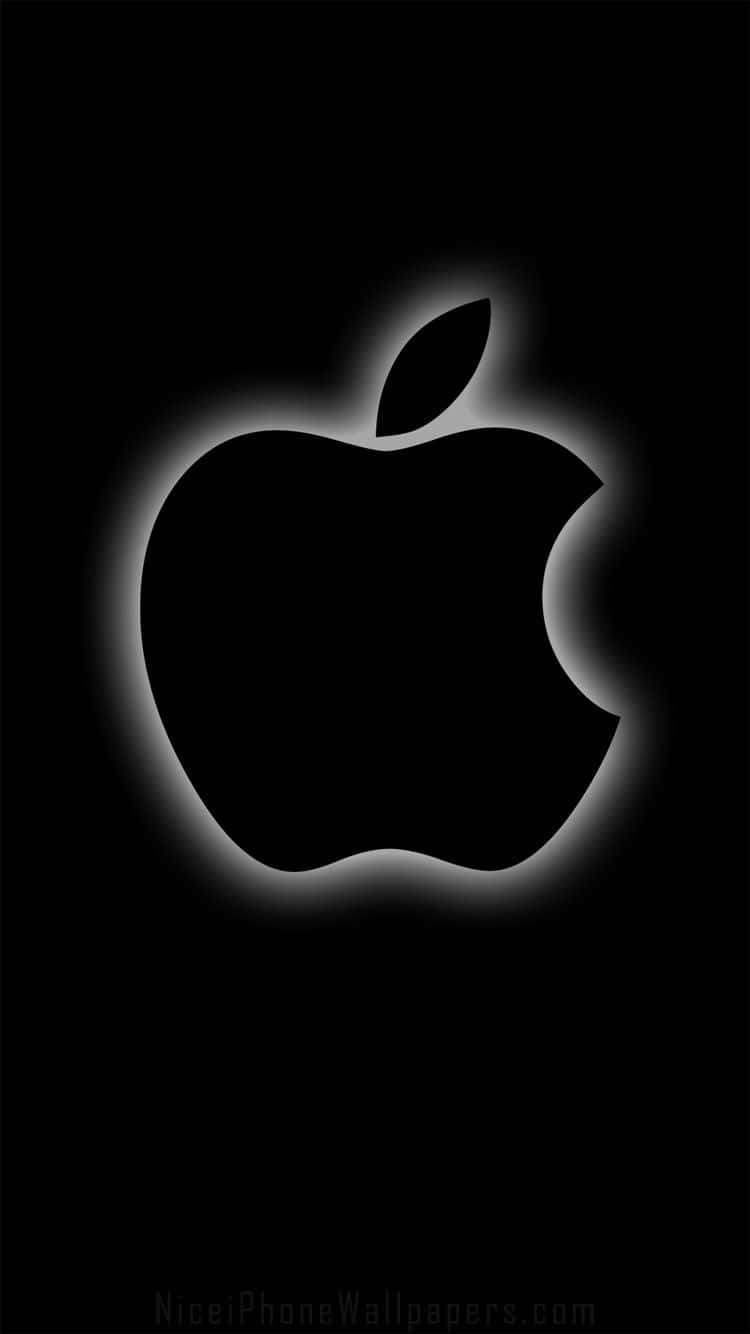 Black Apple Logo With White Lining Background