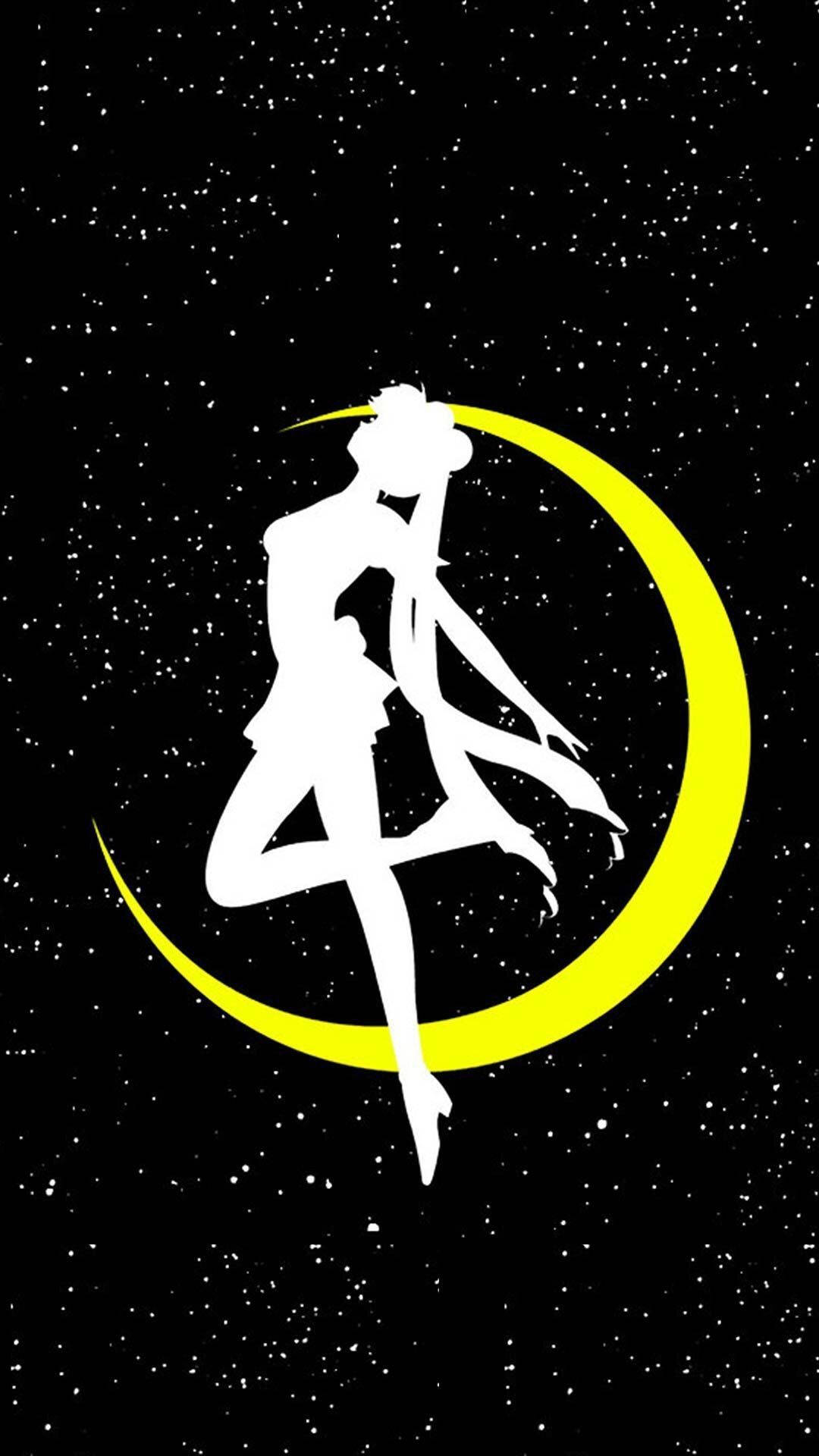 Black Backdrop Crescent Moon Sailor Moon Iphone Background