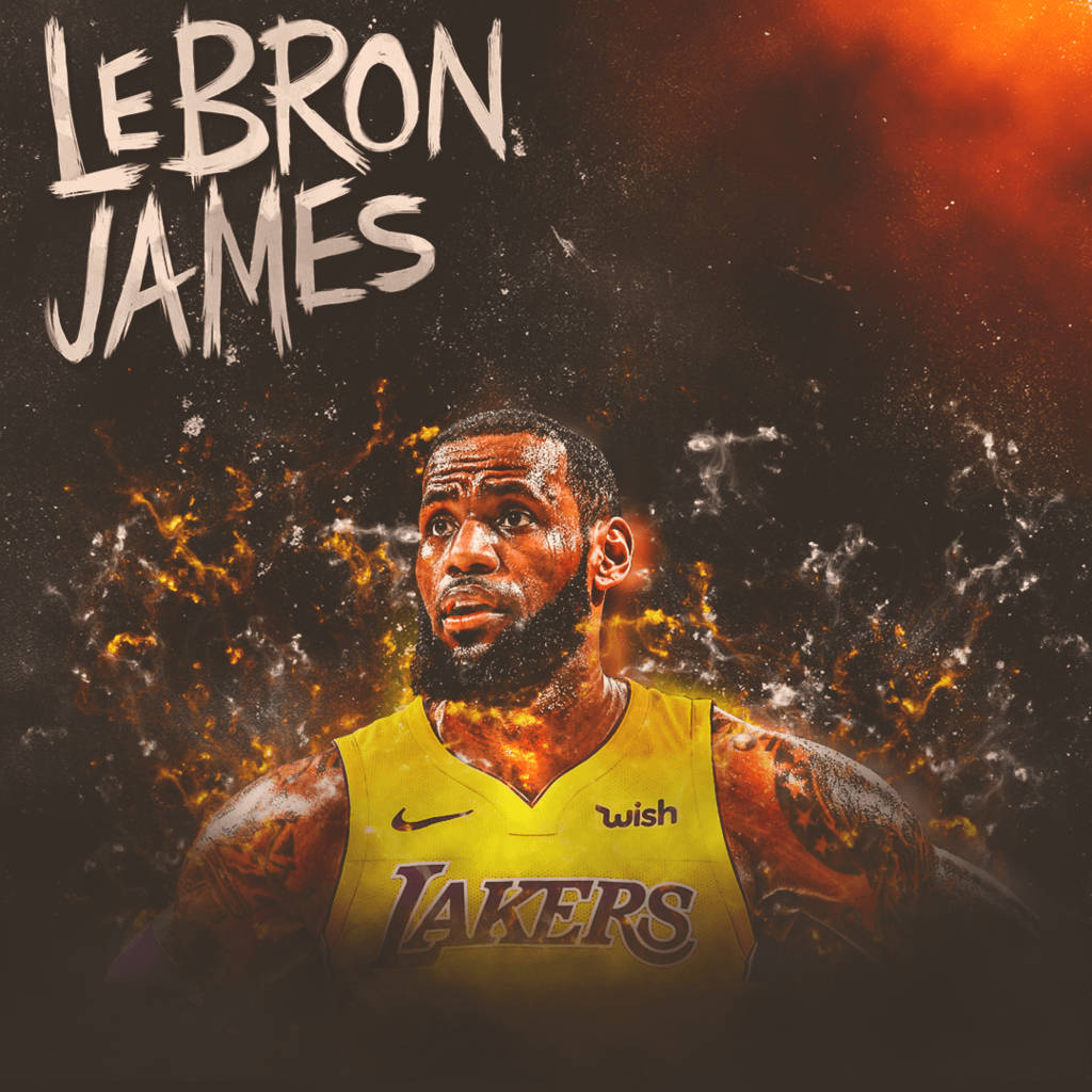 Black Background Flaming Lebron James Lakers Background