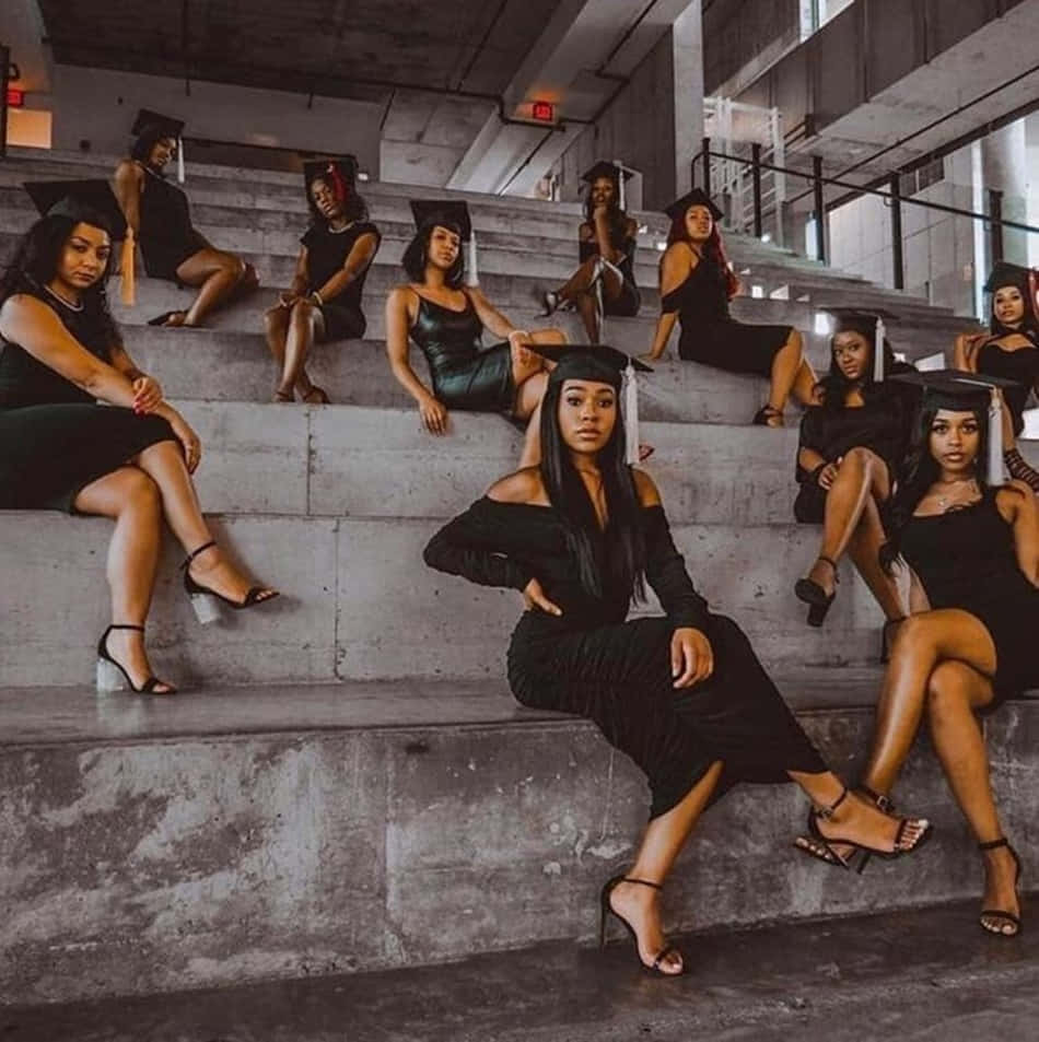 Black Baddies On Staircase Background