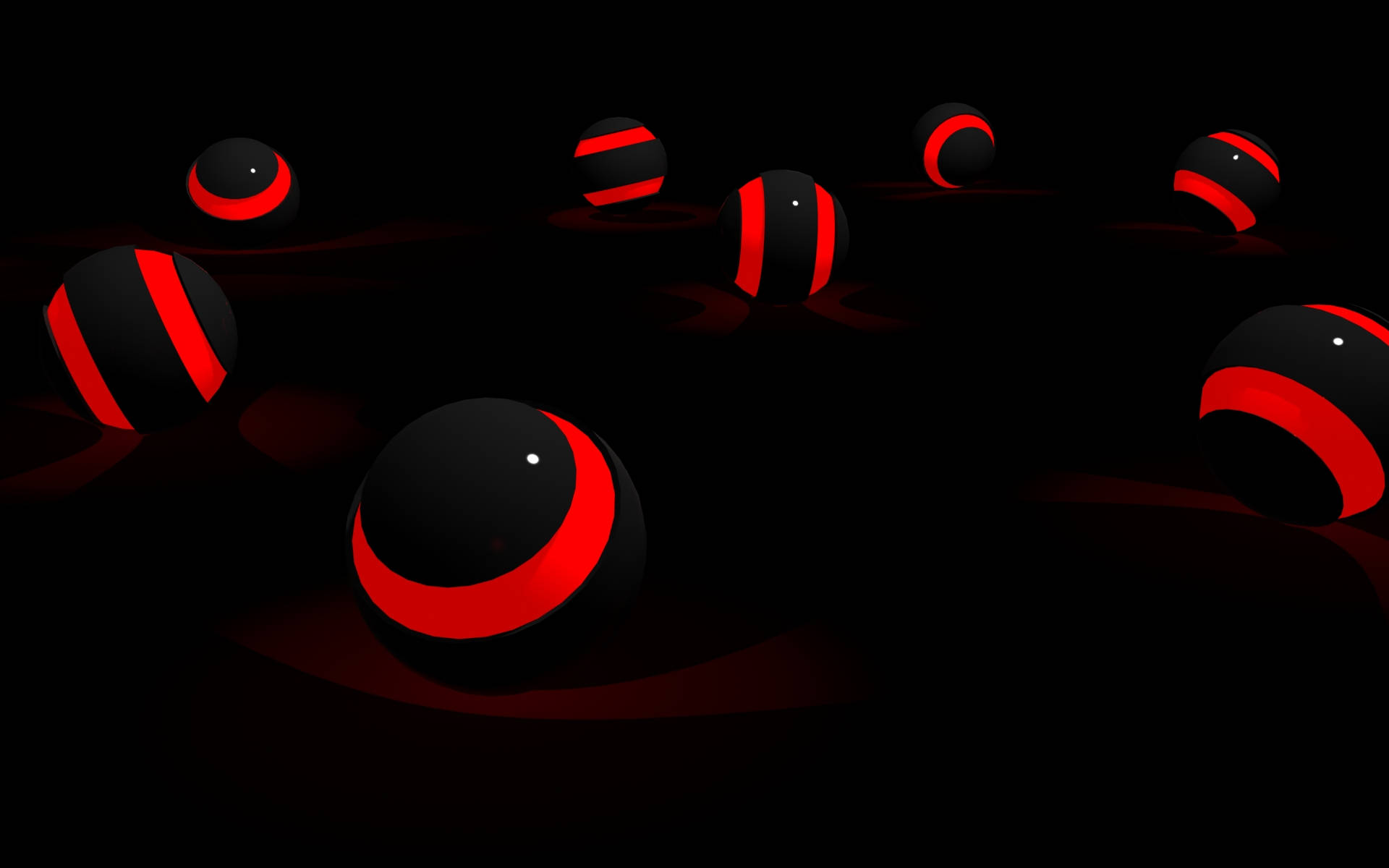Black Balls With Cool Red Lights Background
