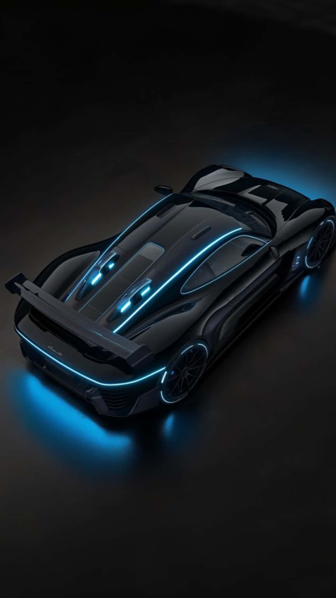 Black Blue Neon Lamborghini Top View Background