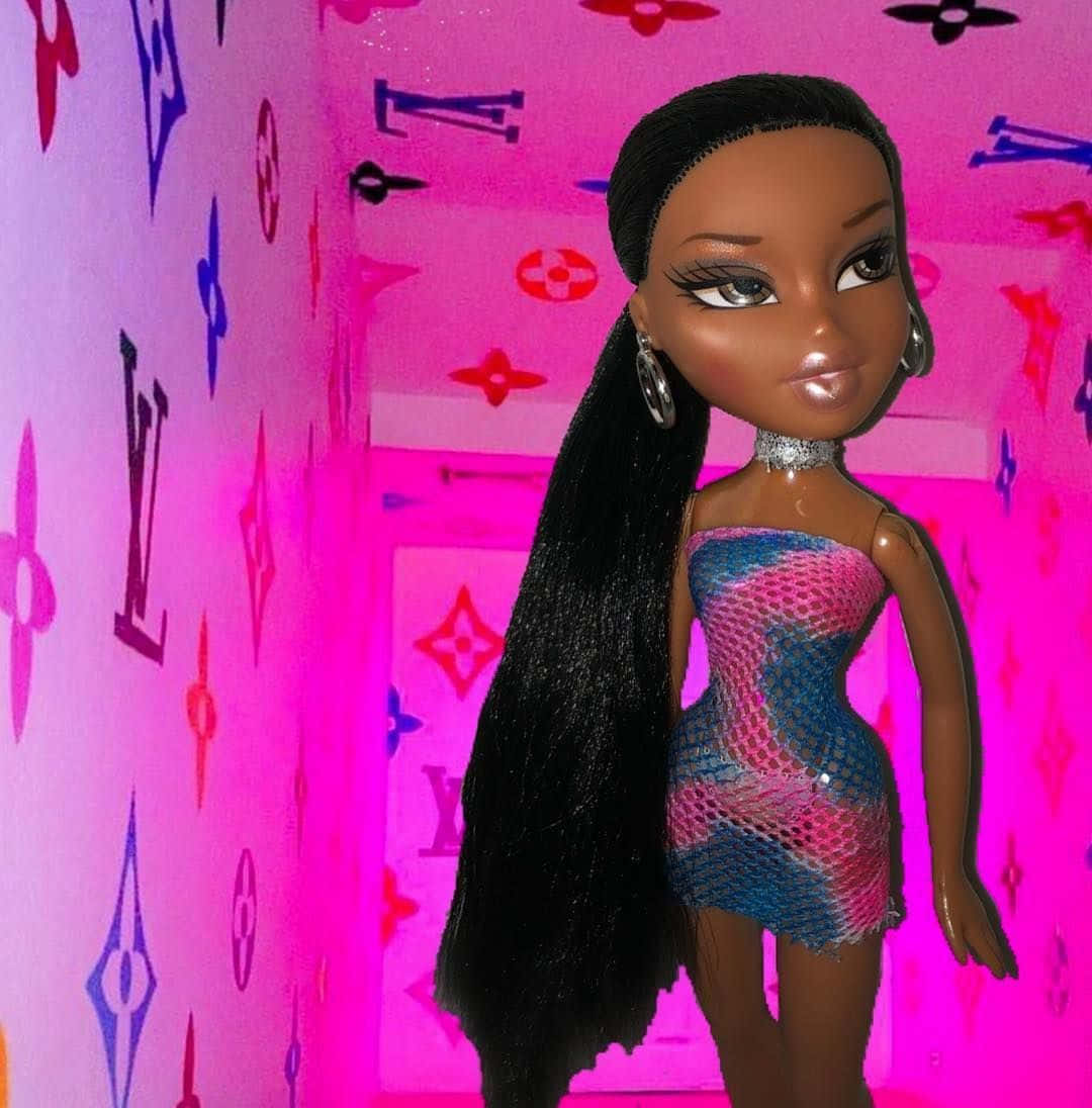 Black Bratz Aesthetic Louis Vuitton Logo Background