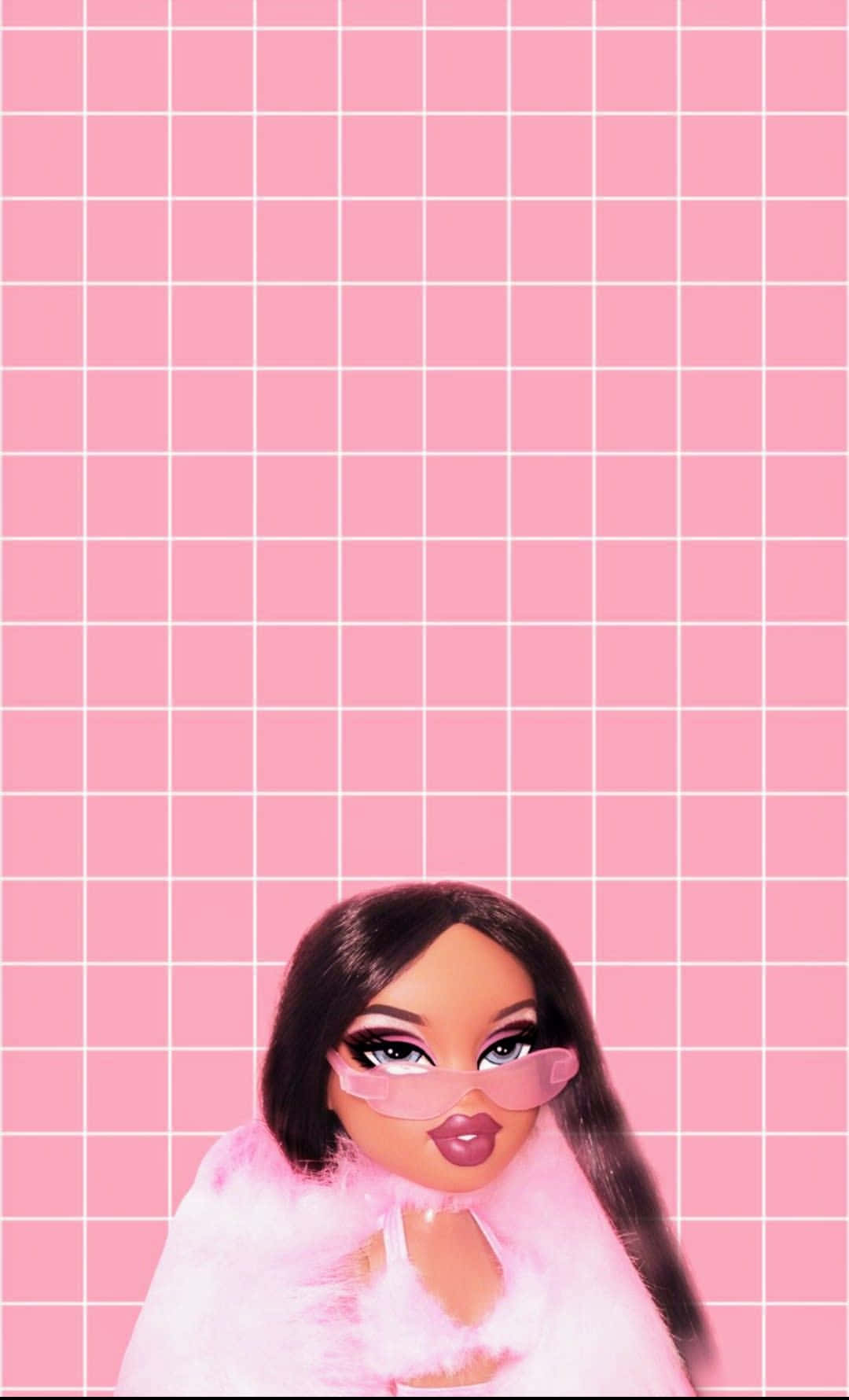 Black Bratz Aesthetic Pastel Pink Grid Background