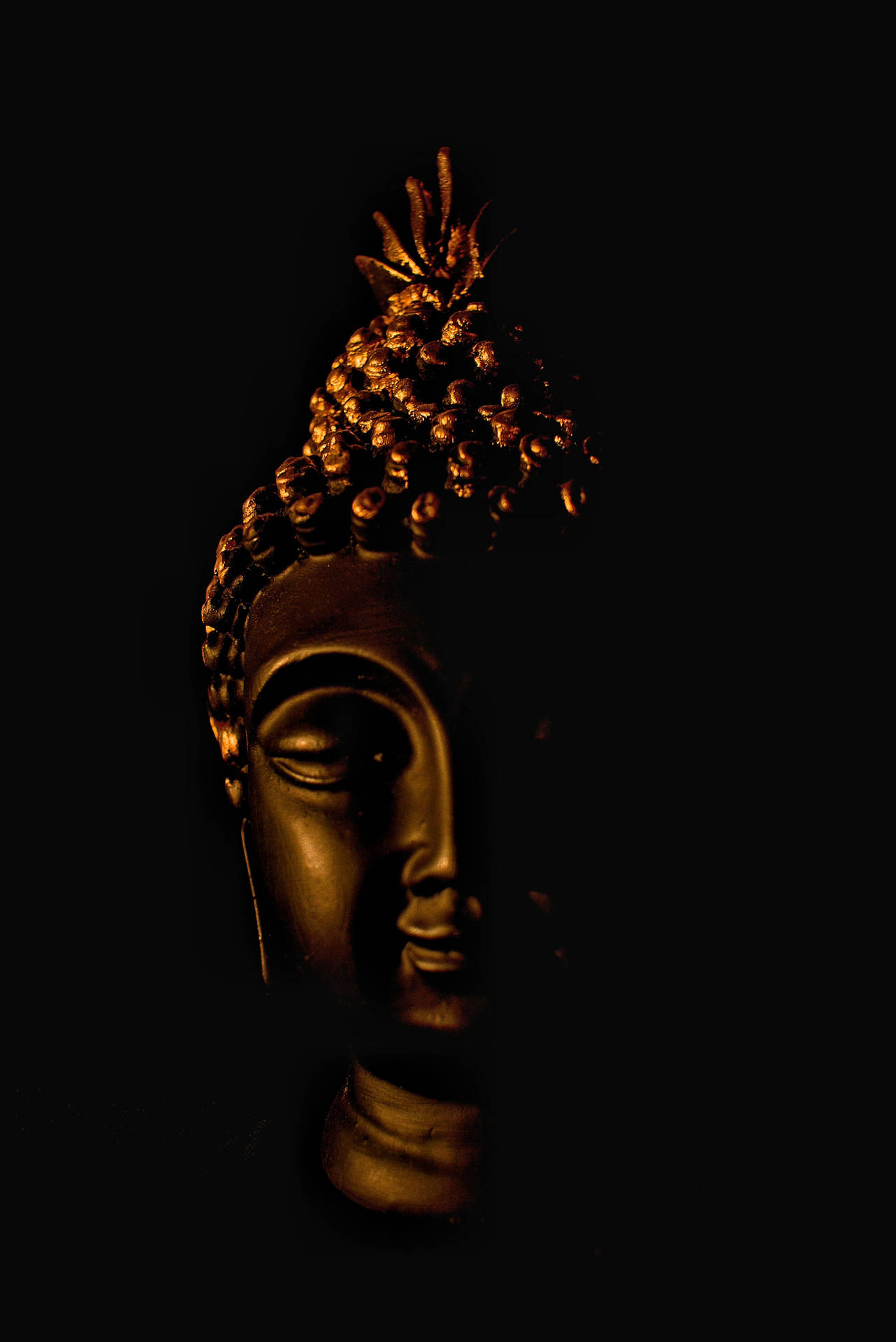 Black Buddha Golden Light Background