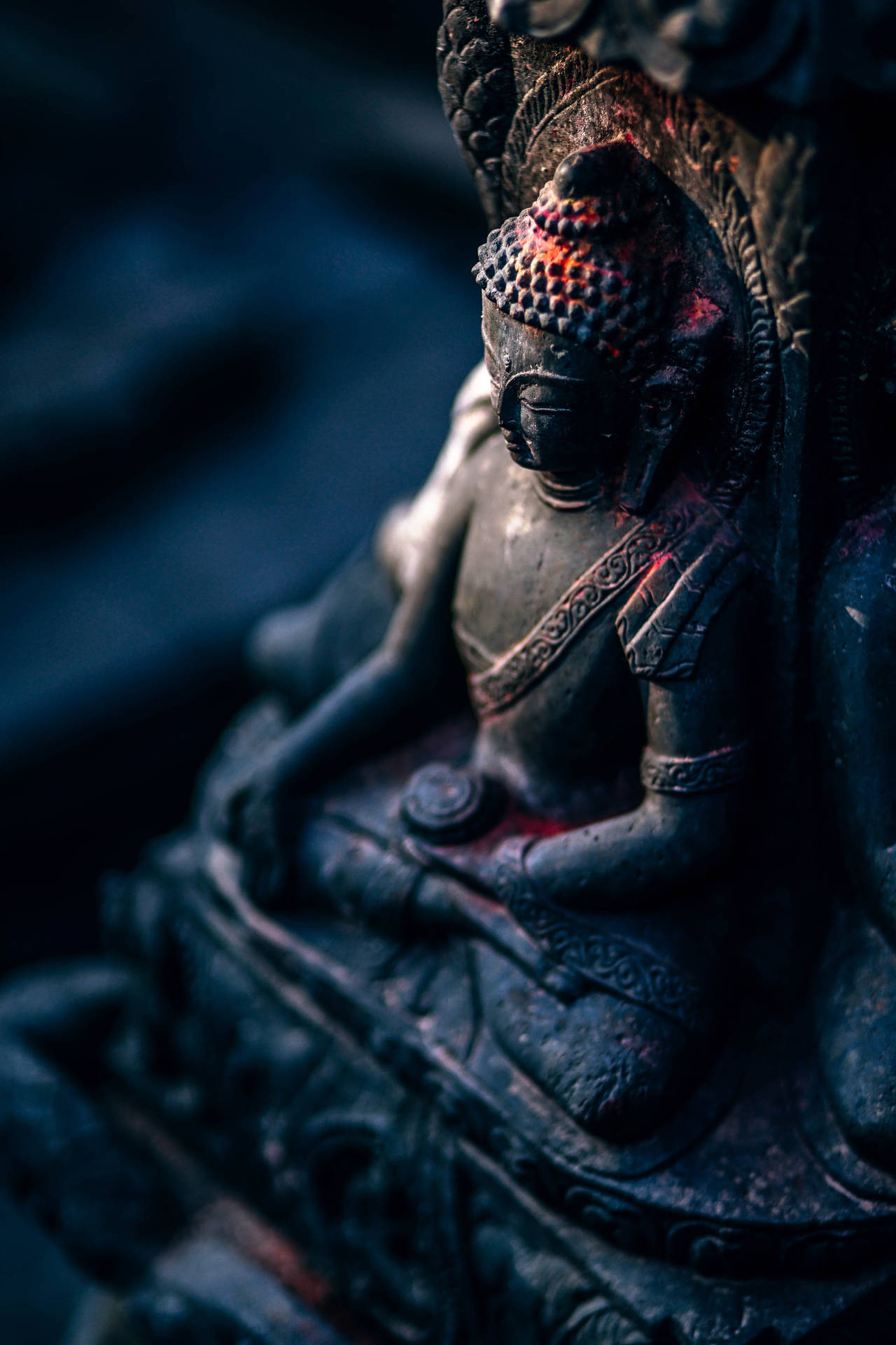 Black Buddha Red Dust Background