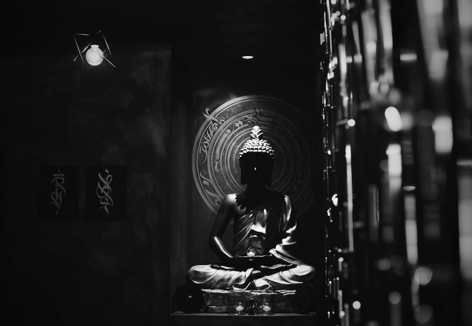 Black Buddha Shadowy Room