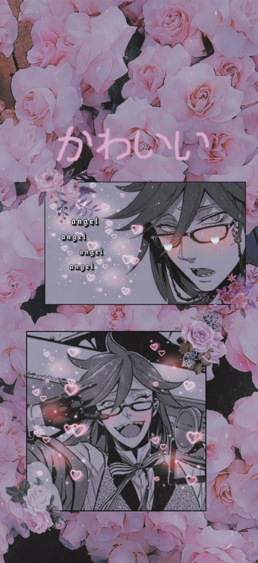 Black Butler Pink Aesthetic Floral Grell Background