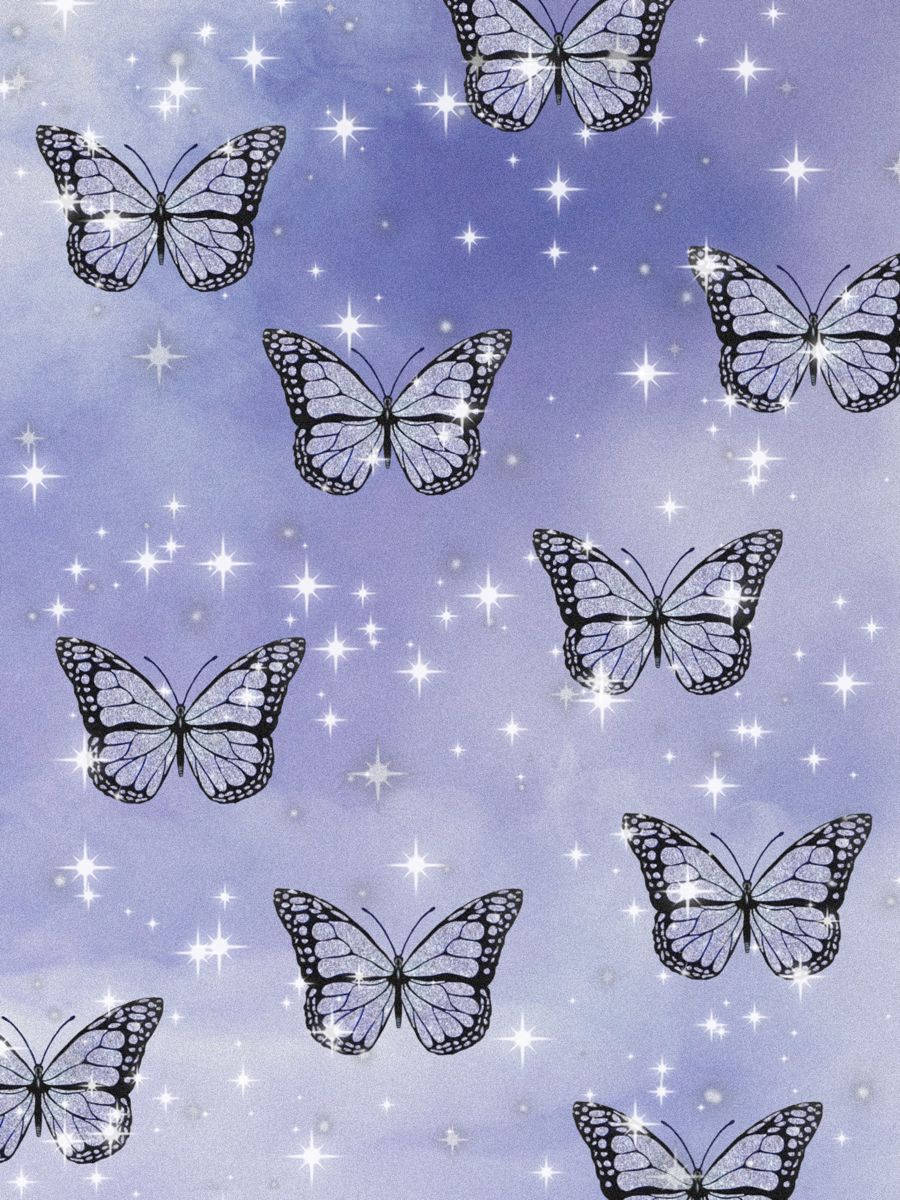 Black Butterflies Pastel Purple Background