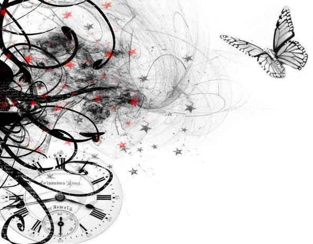 Black Butterfly Outline With Abstract Graphic Background