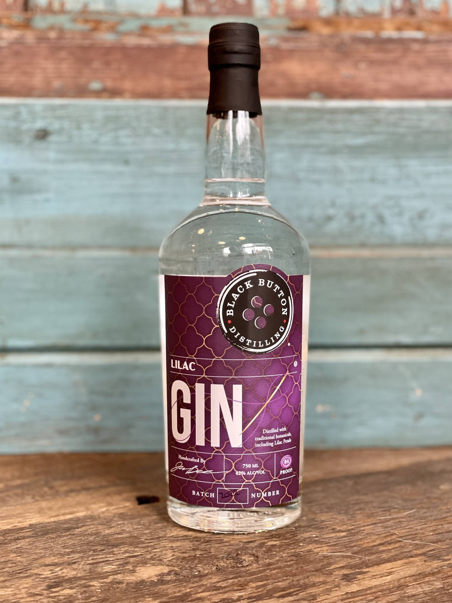 Black Button Distilling Lilac Gin Background