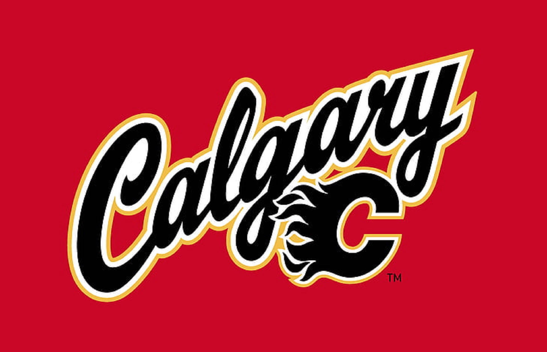 Black Calgary Flames Wordmark Background