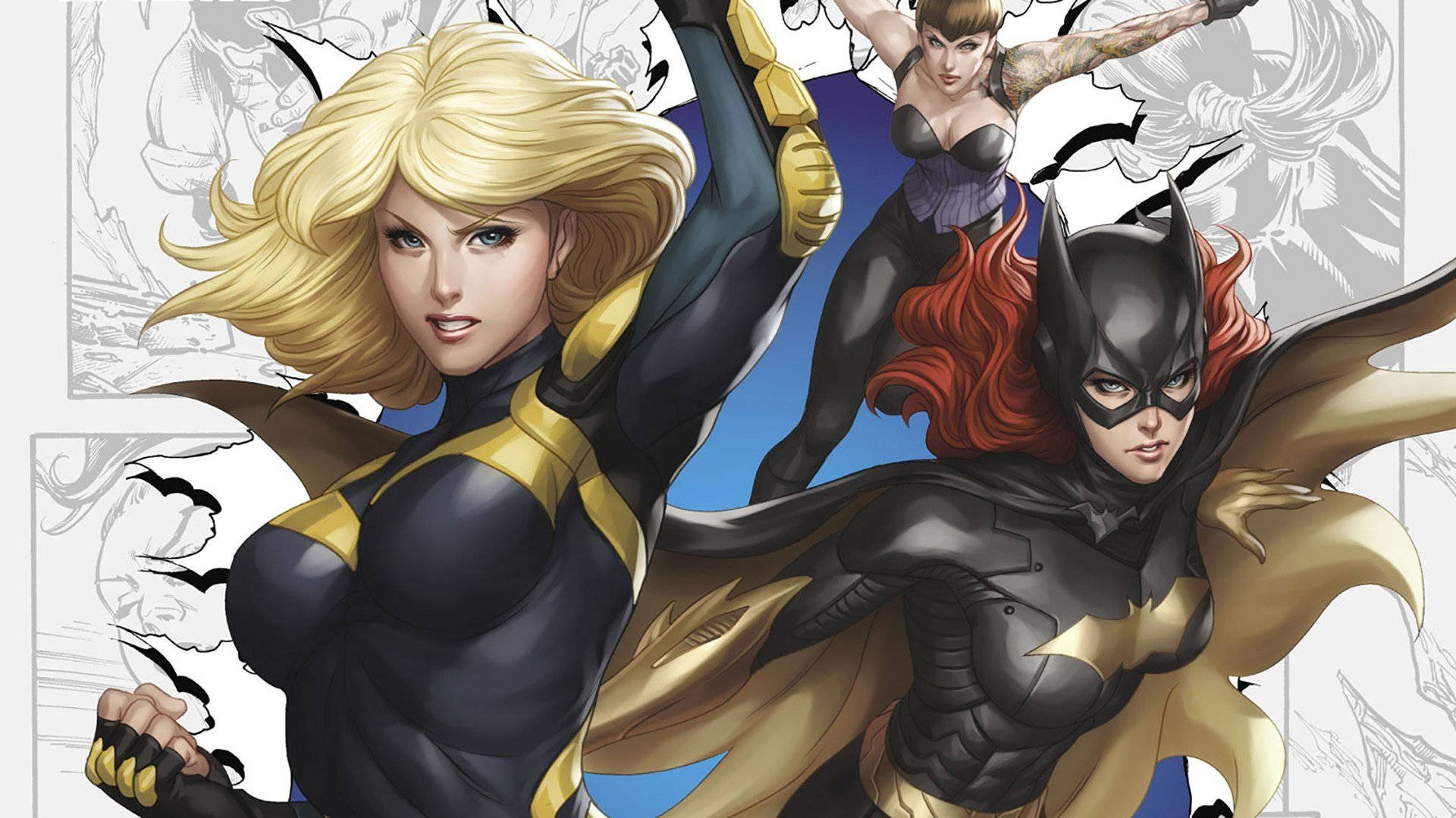 Black Canary With Female Heroes Background