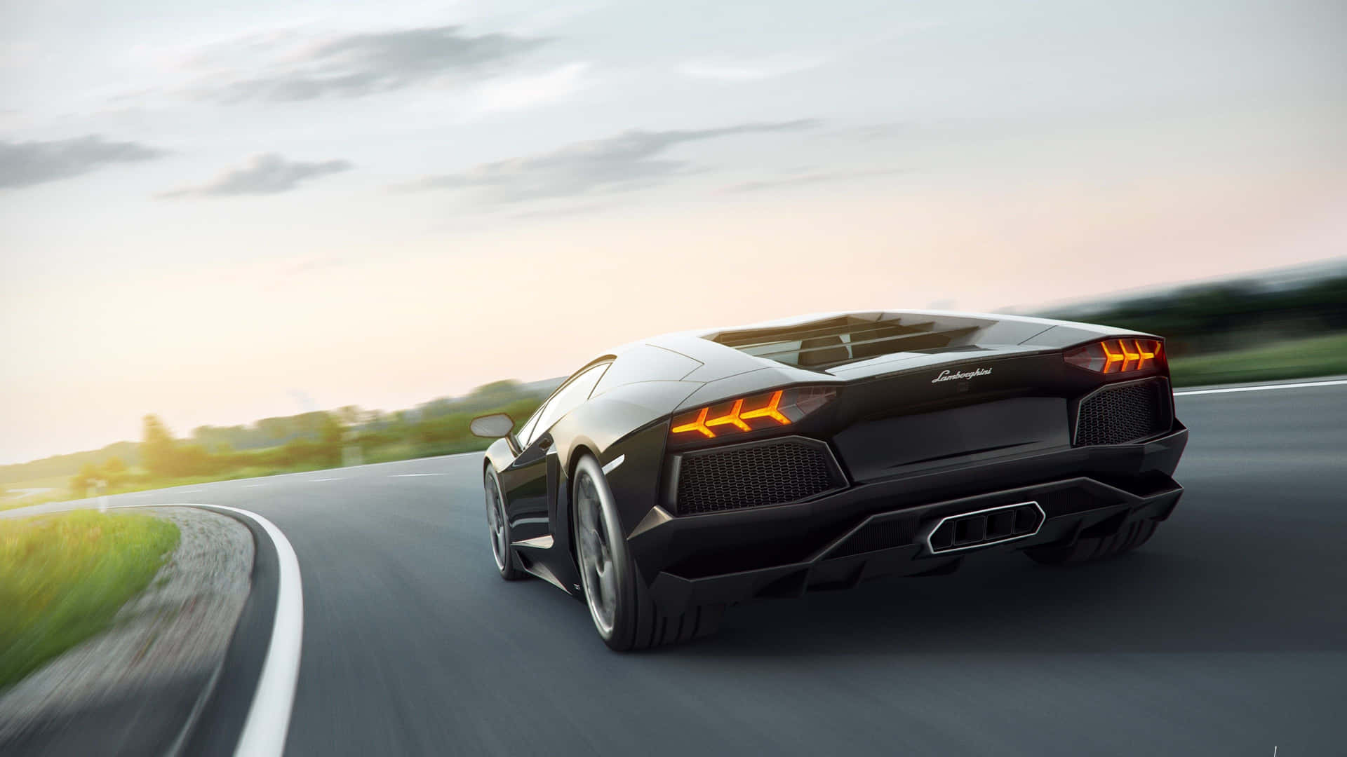 Black Car 4k Lamborghini Aventador Driving Road Background