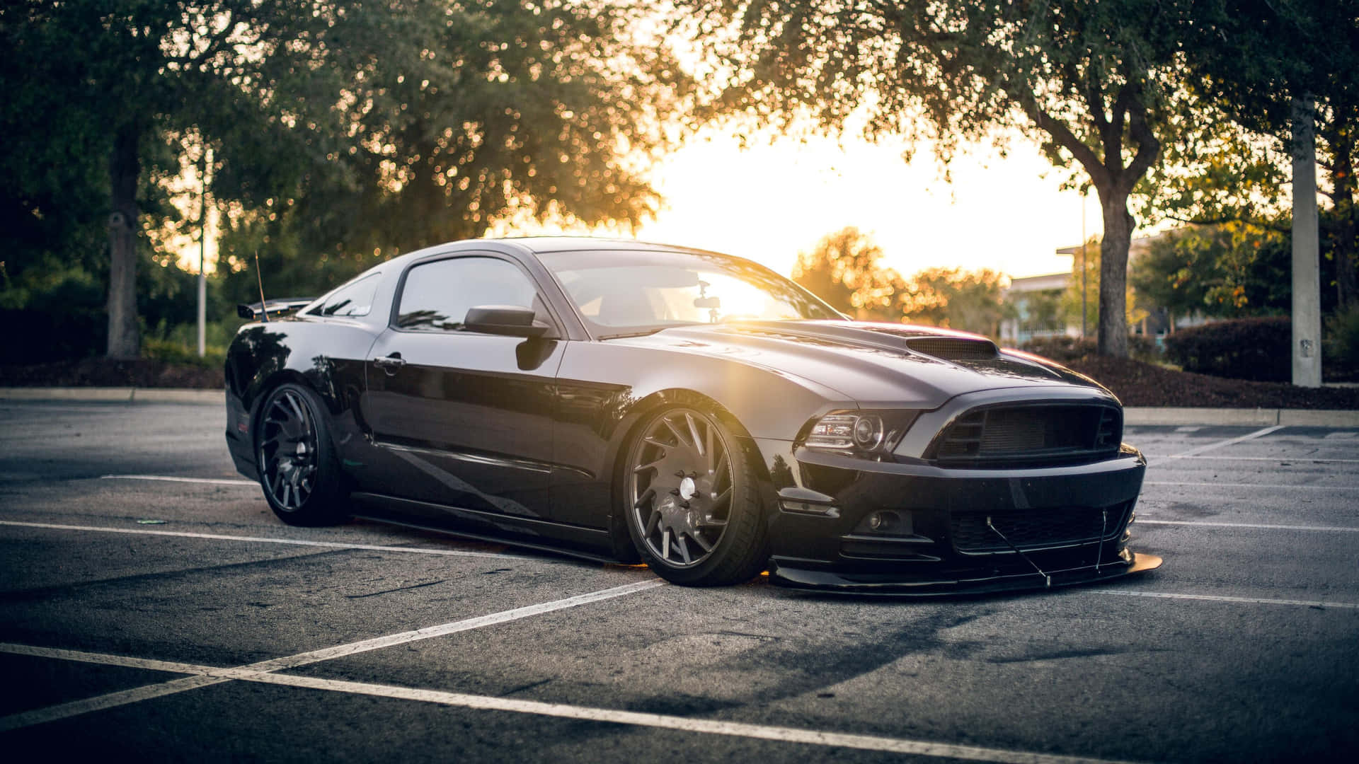 Black Car 4k Mustang Parking Lot Background