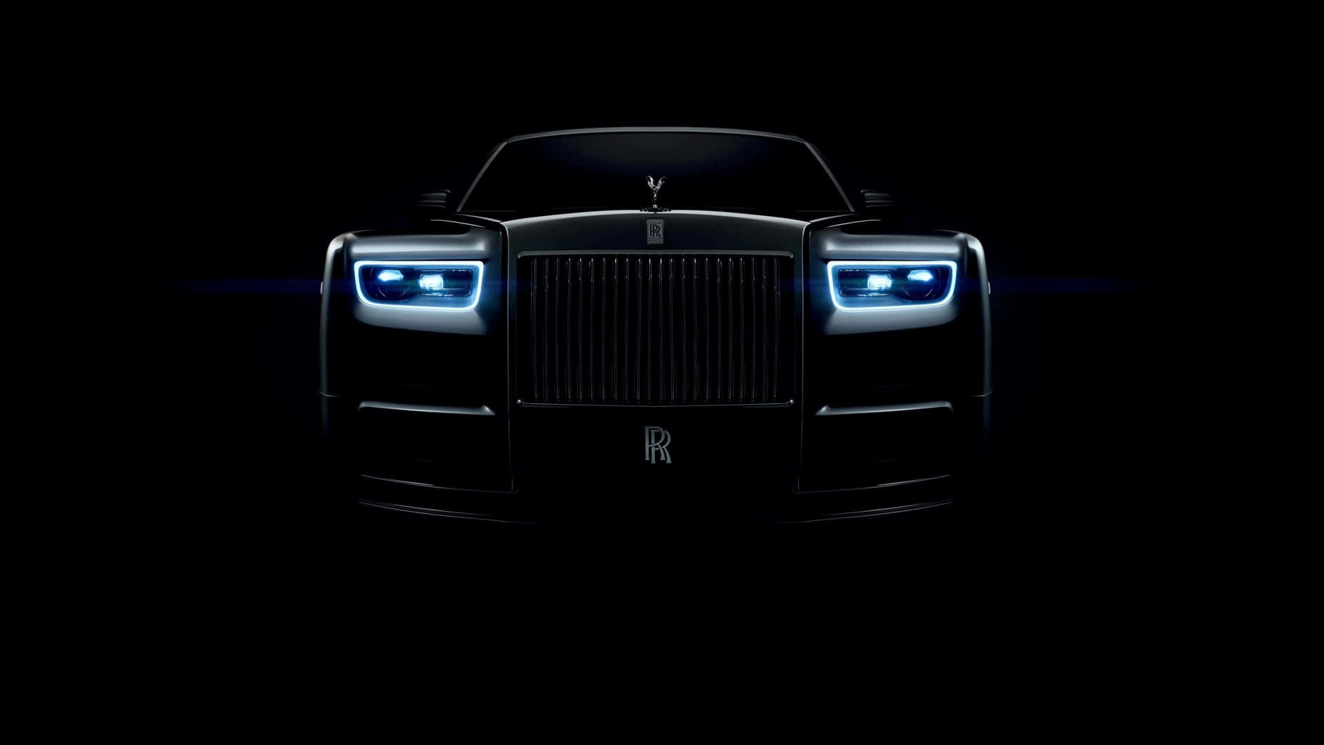 Black Car 4k Rolls Royce Light Blue Headlights Background