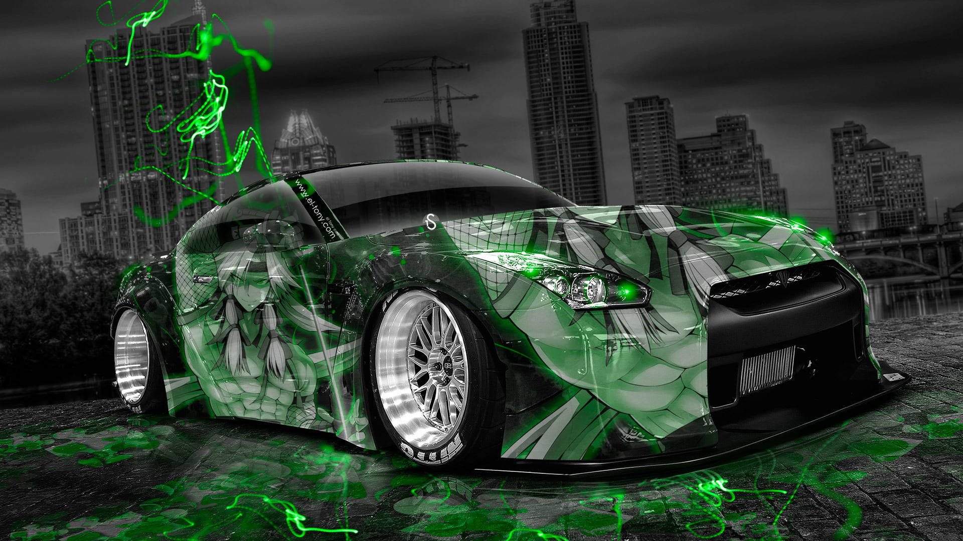 Black Car Hd Cool Green Effect