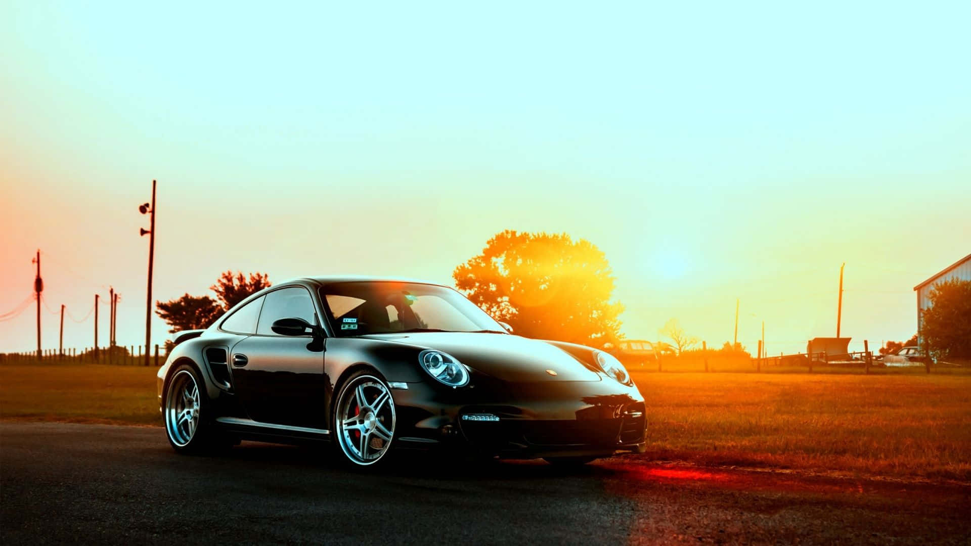 Black Car On Open Road Background