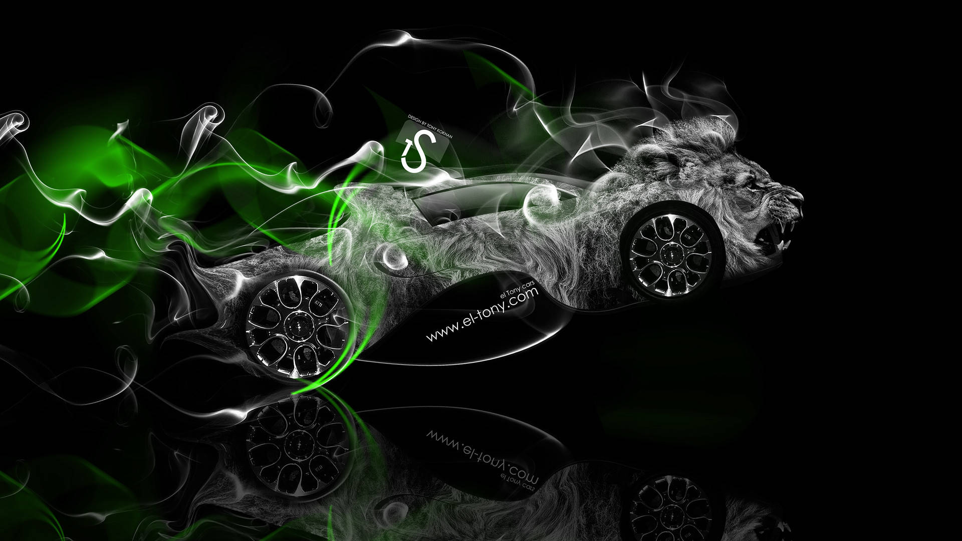 Black Car With Green Smoke Hd Background