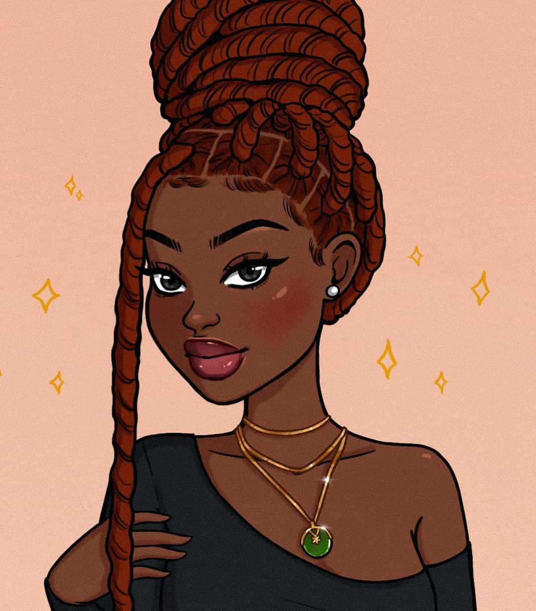 Black Cartoon Characters African Girl Background