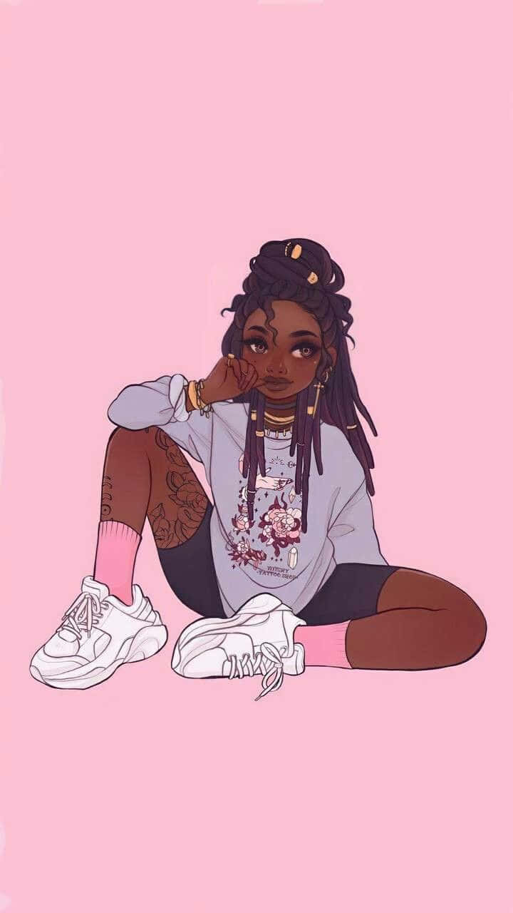 Black Cartoon Characters American Girl Background