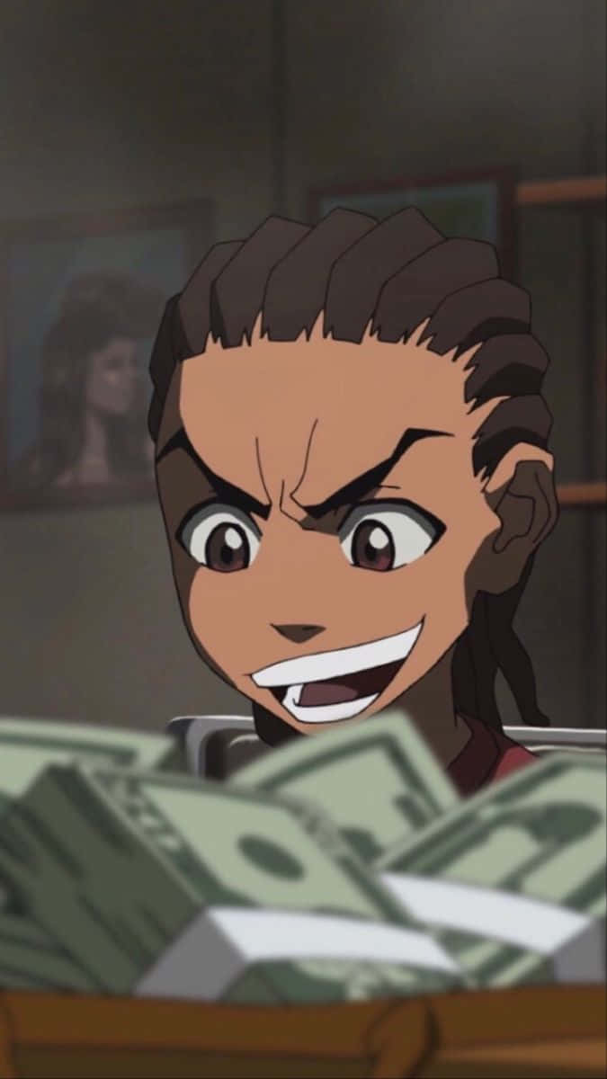 Black Cartoon Characters Boy With Money